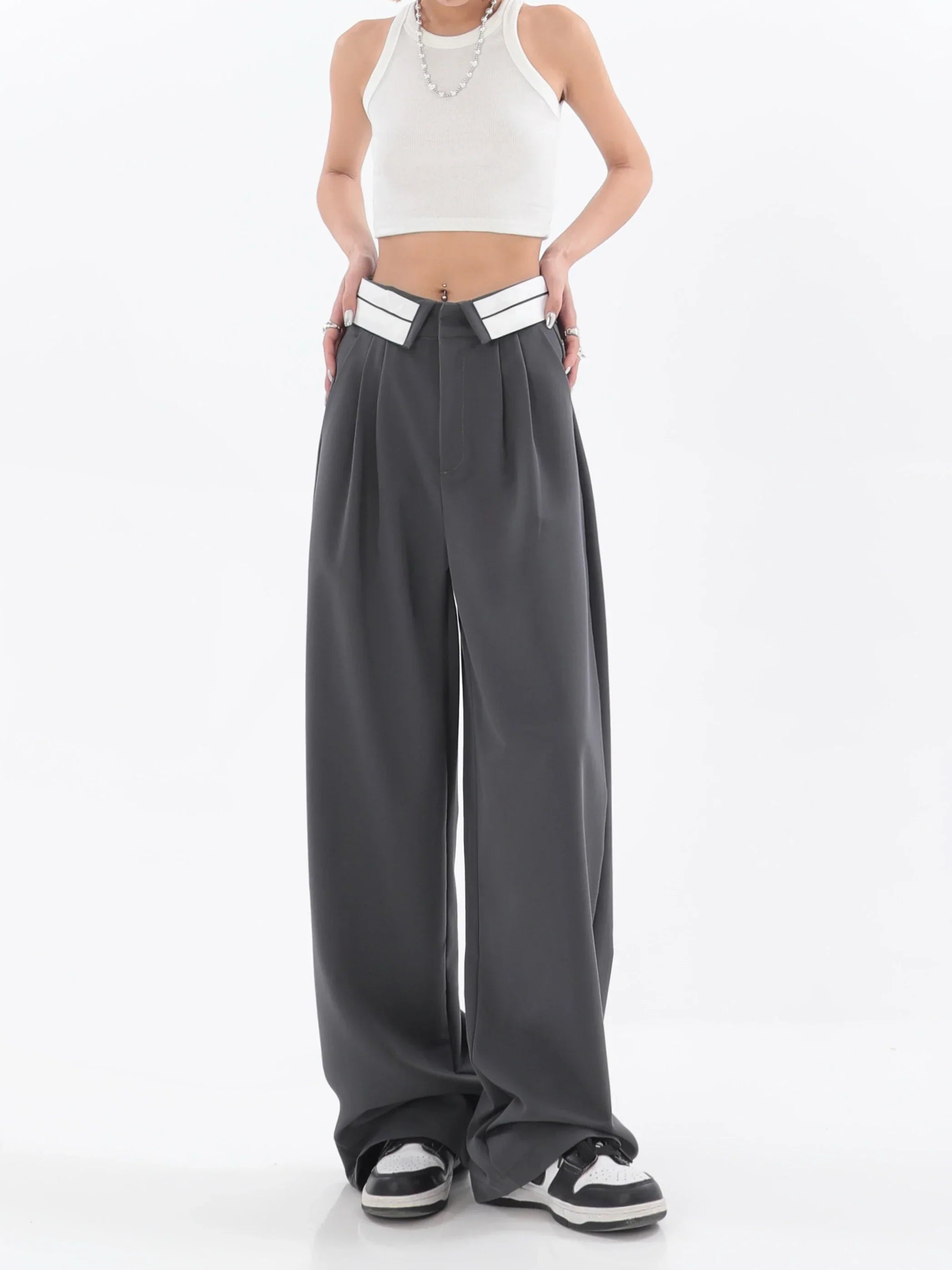 Pantalon large à taille haute