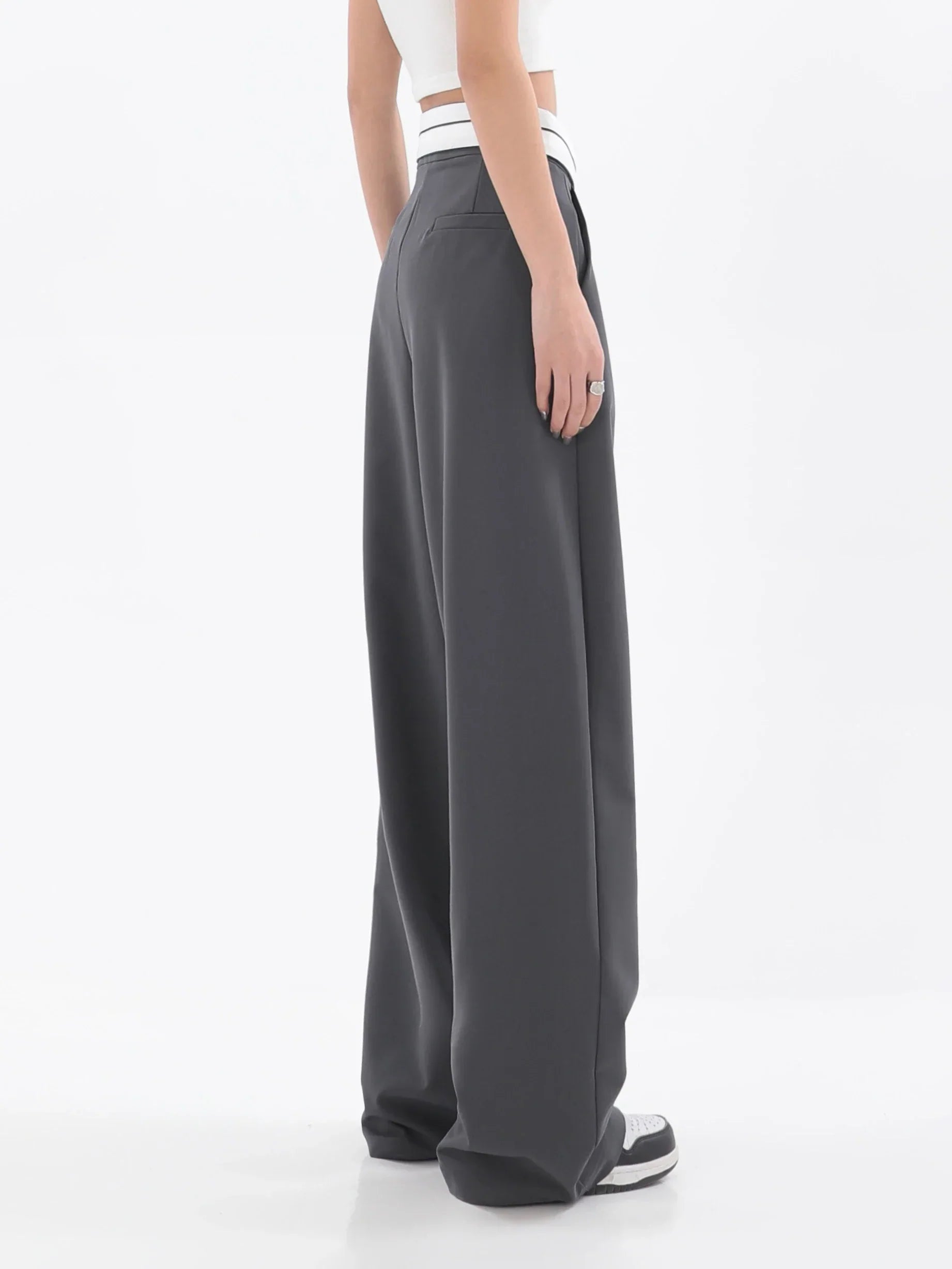 Pantalon large à taille haute