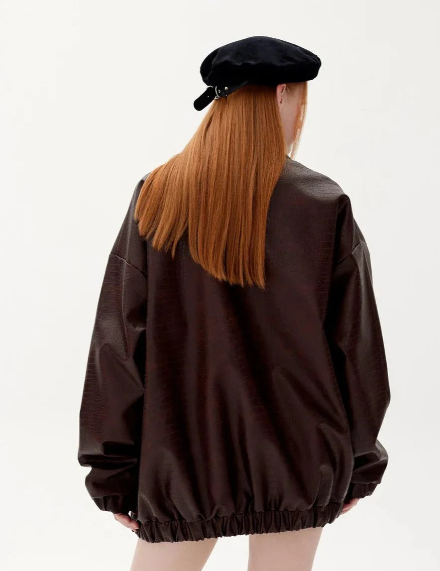 Veste en cuir texturé