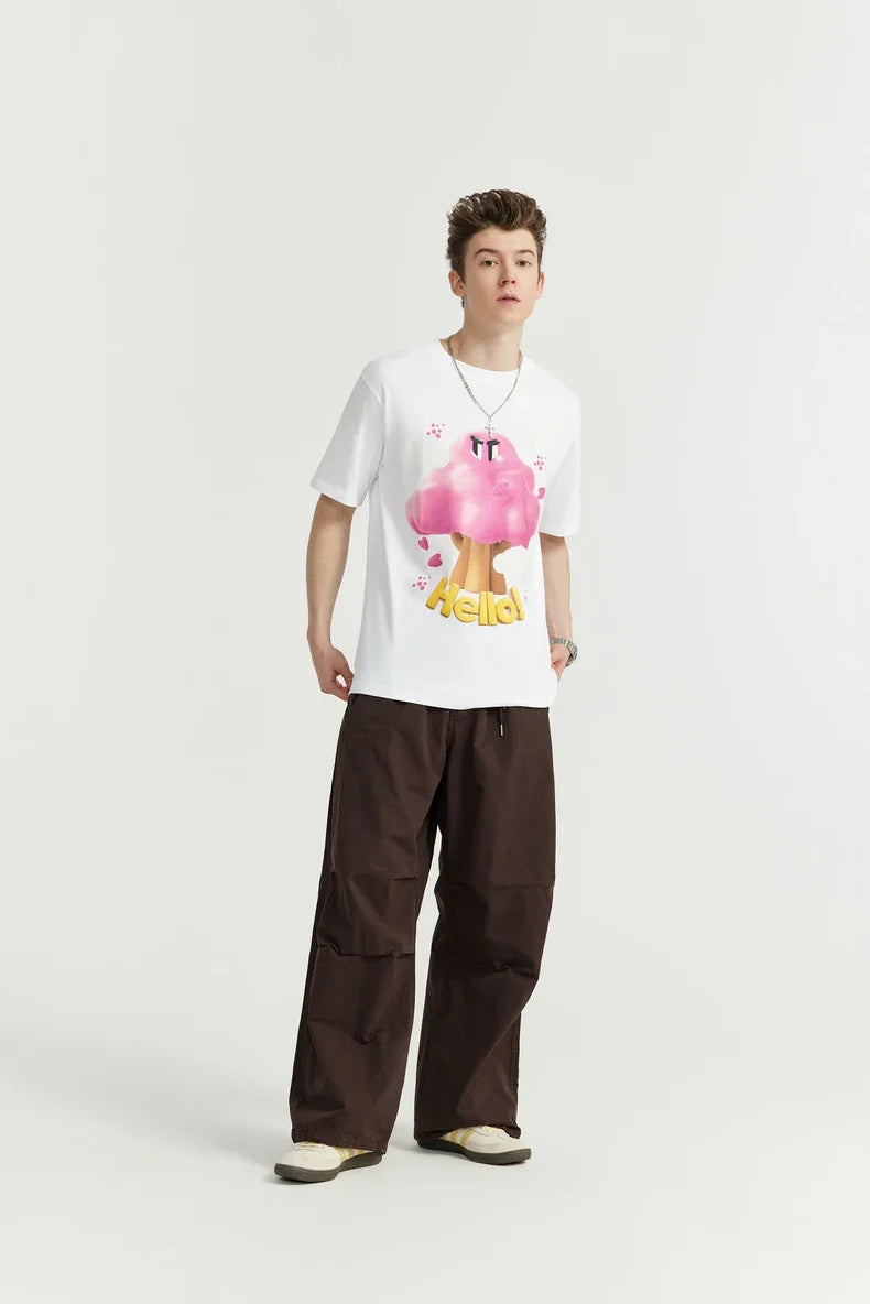 T-shirt avec imprimé champignon et épaule descendue