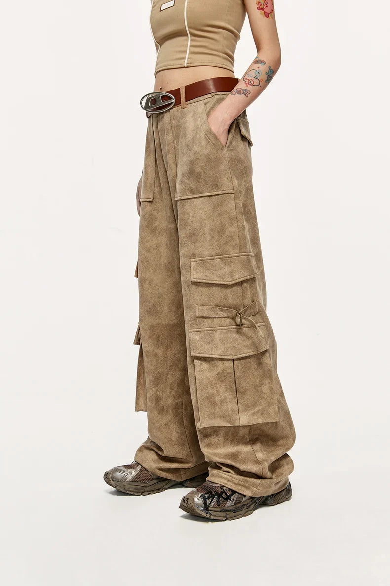 Pantalon cargo en daim vieilli vintage