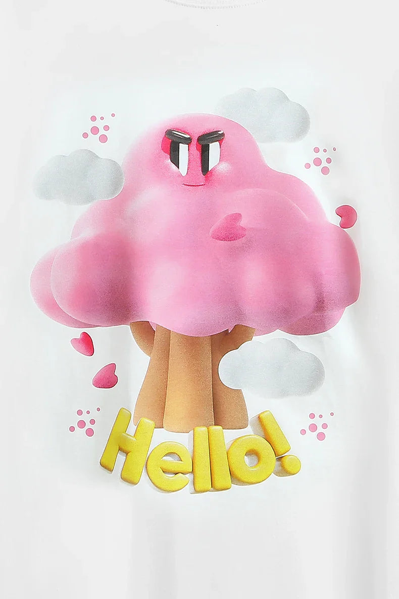 T-shirt avec imprimé champignon et épaule descendue