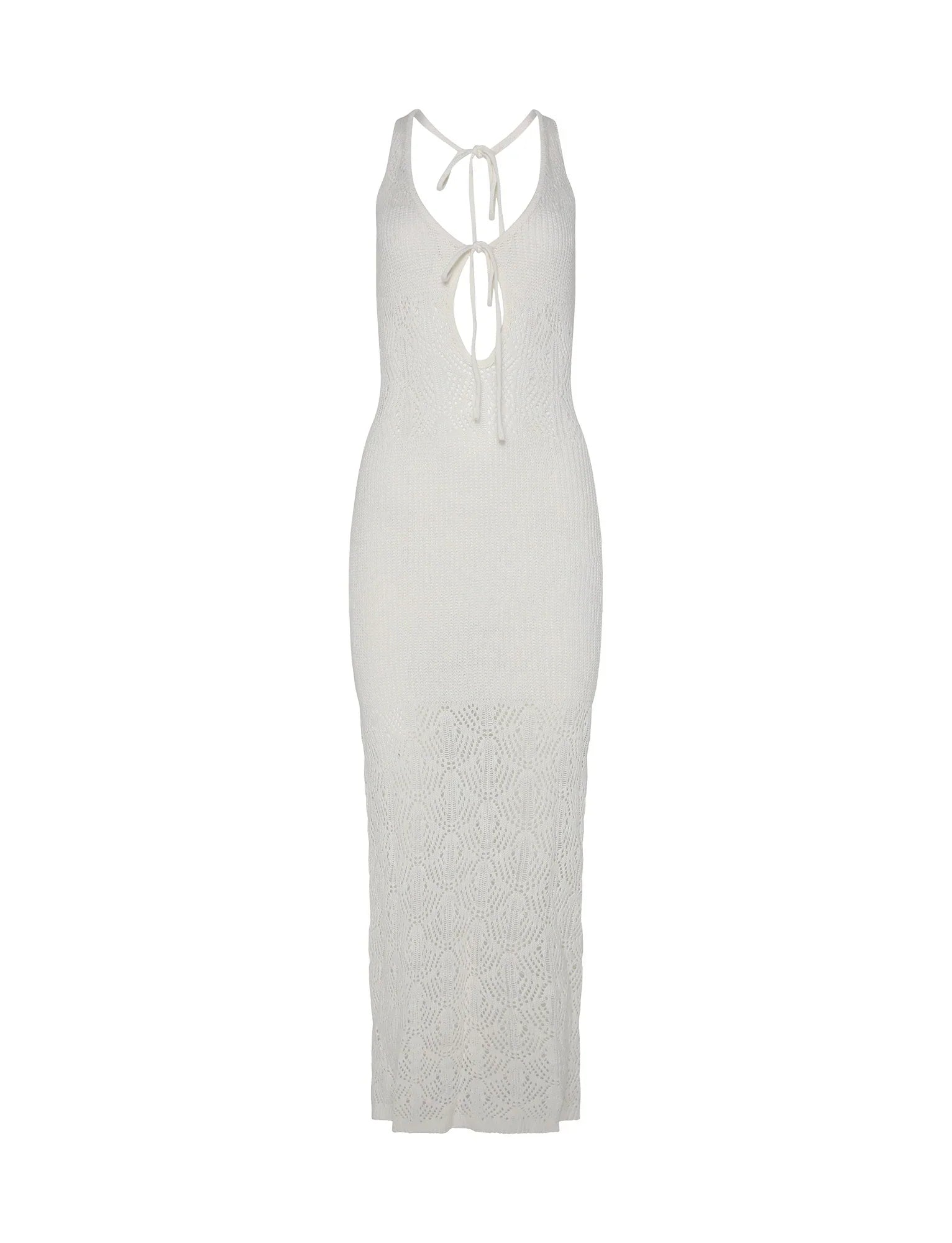 Robe longue blanche tricotée élégante