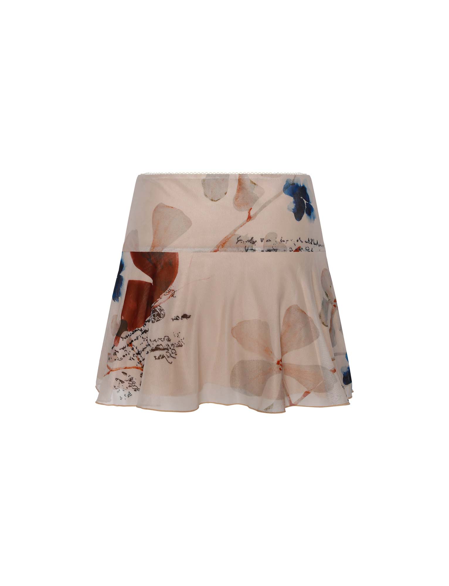 Top beige fleuri avec mini-jupe