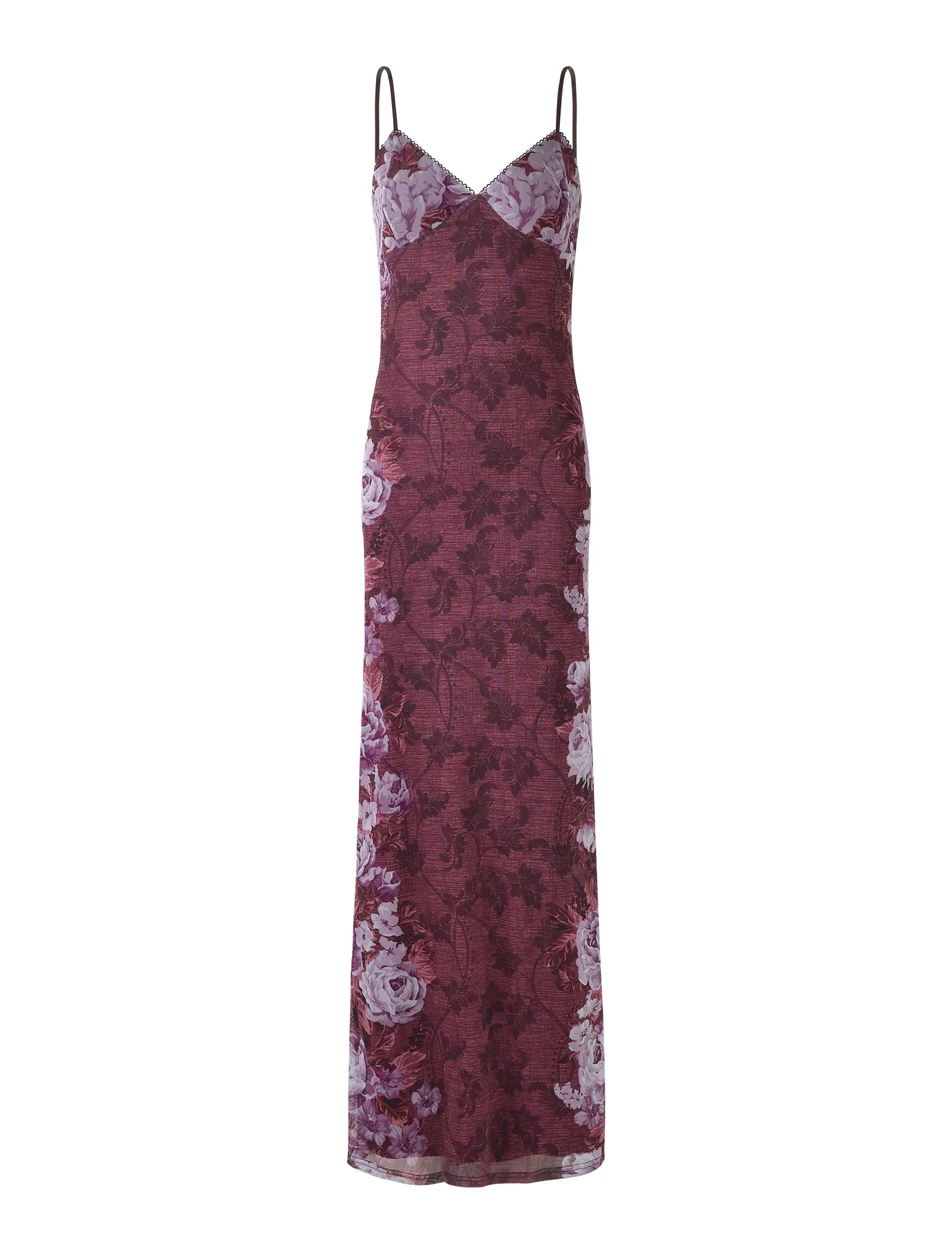 Robe en dentelle rouge foncé fleurie
