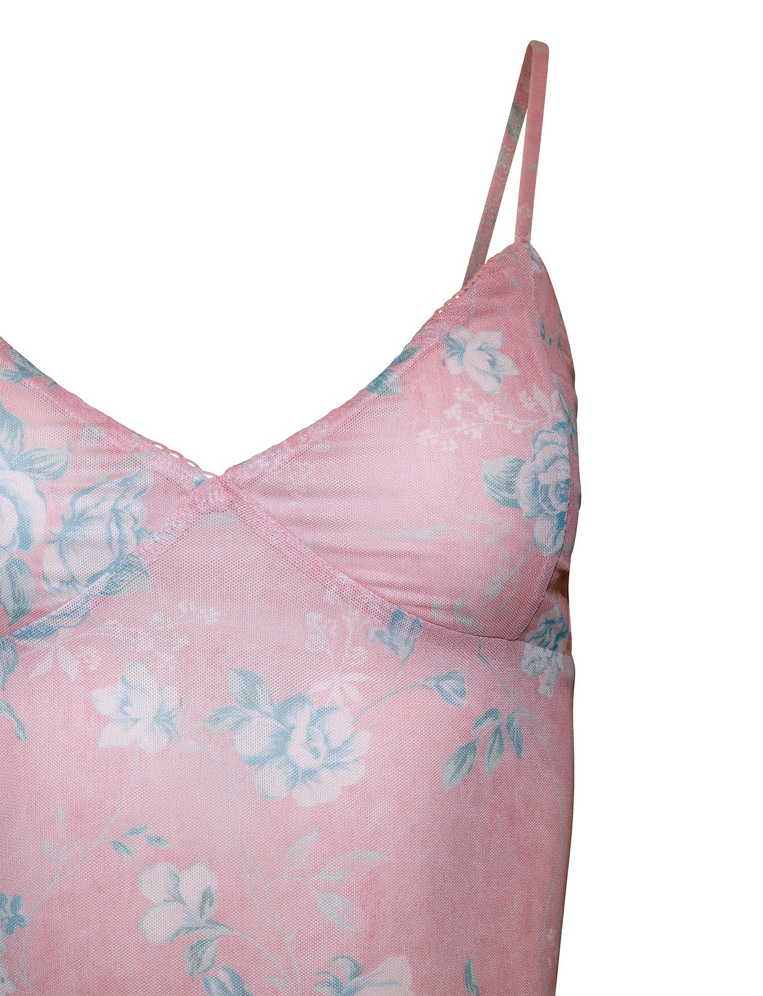 Robe en dentelle rose fleurie