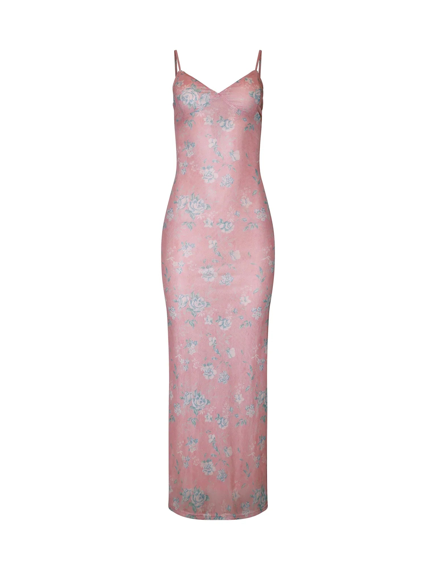Robe en dentelle rose fleurie