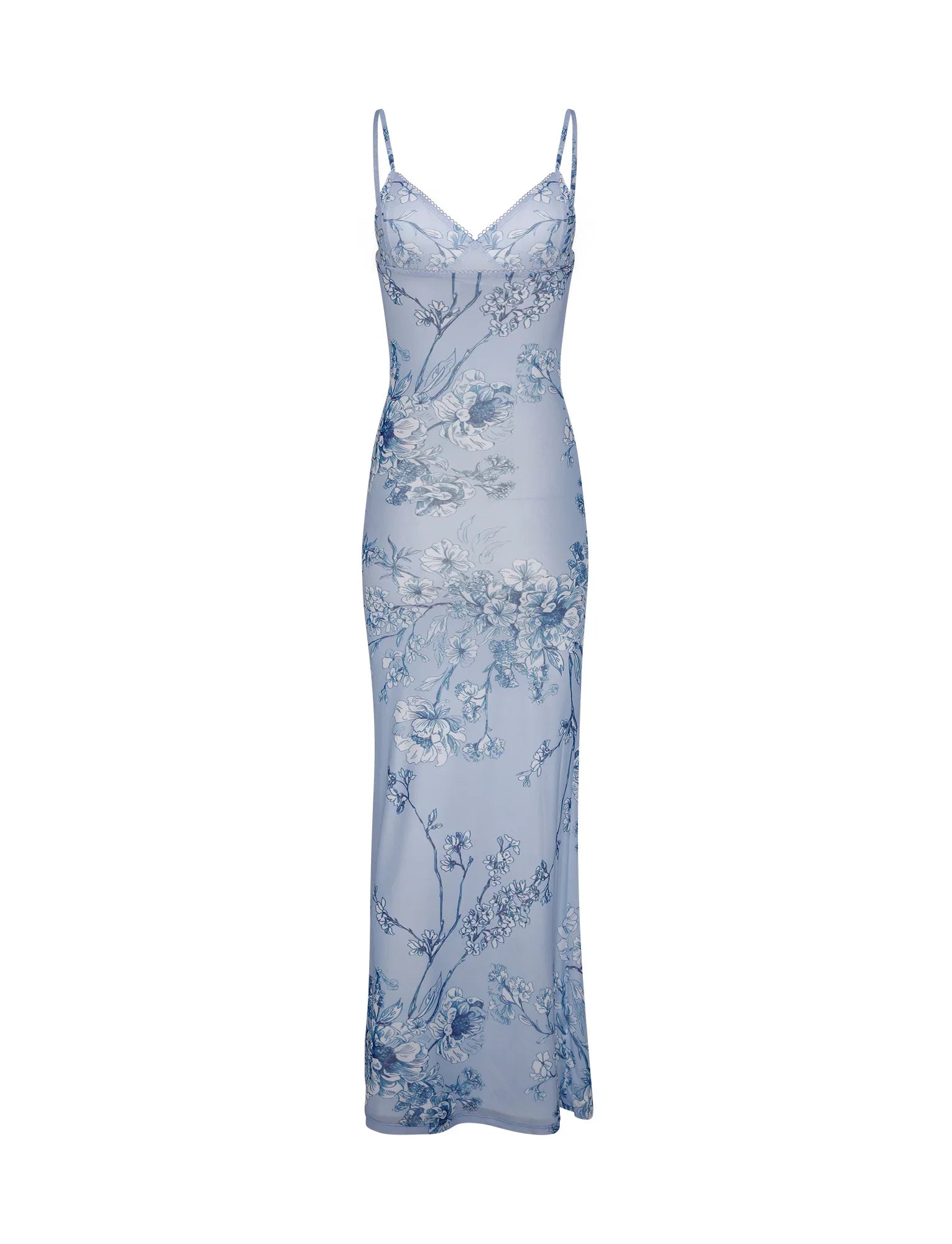 Robe en dentelle bleue fleurie