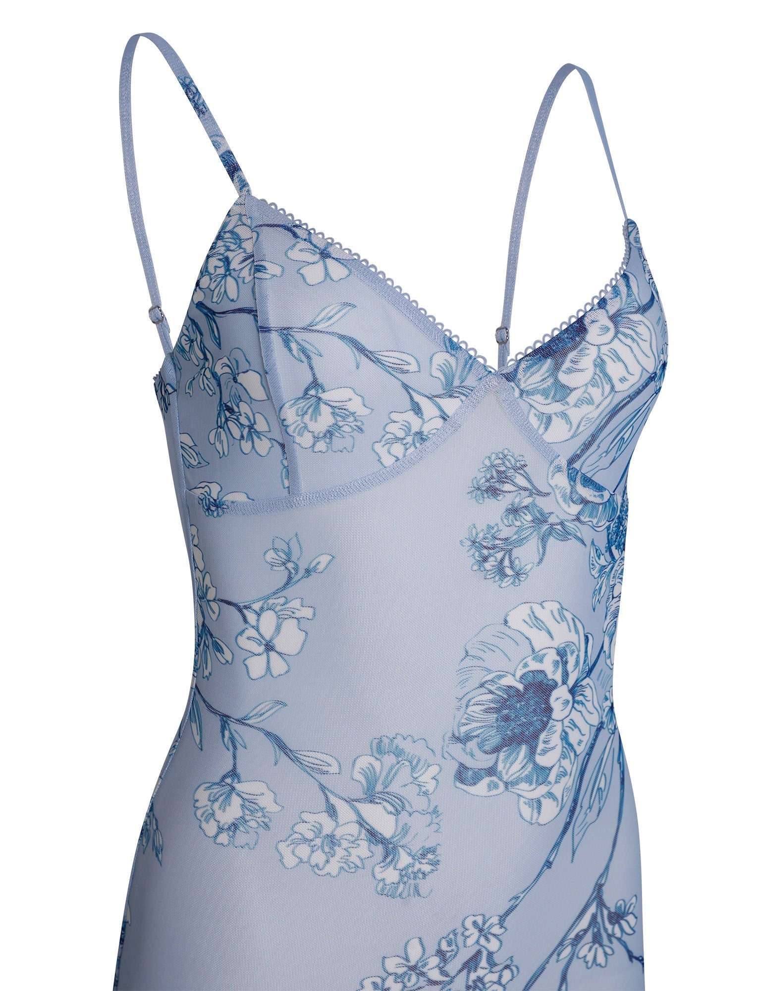 Robe en dentelle bleue fleurie