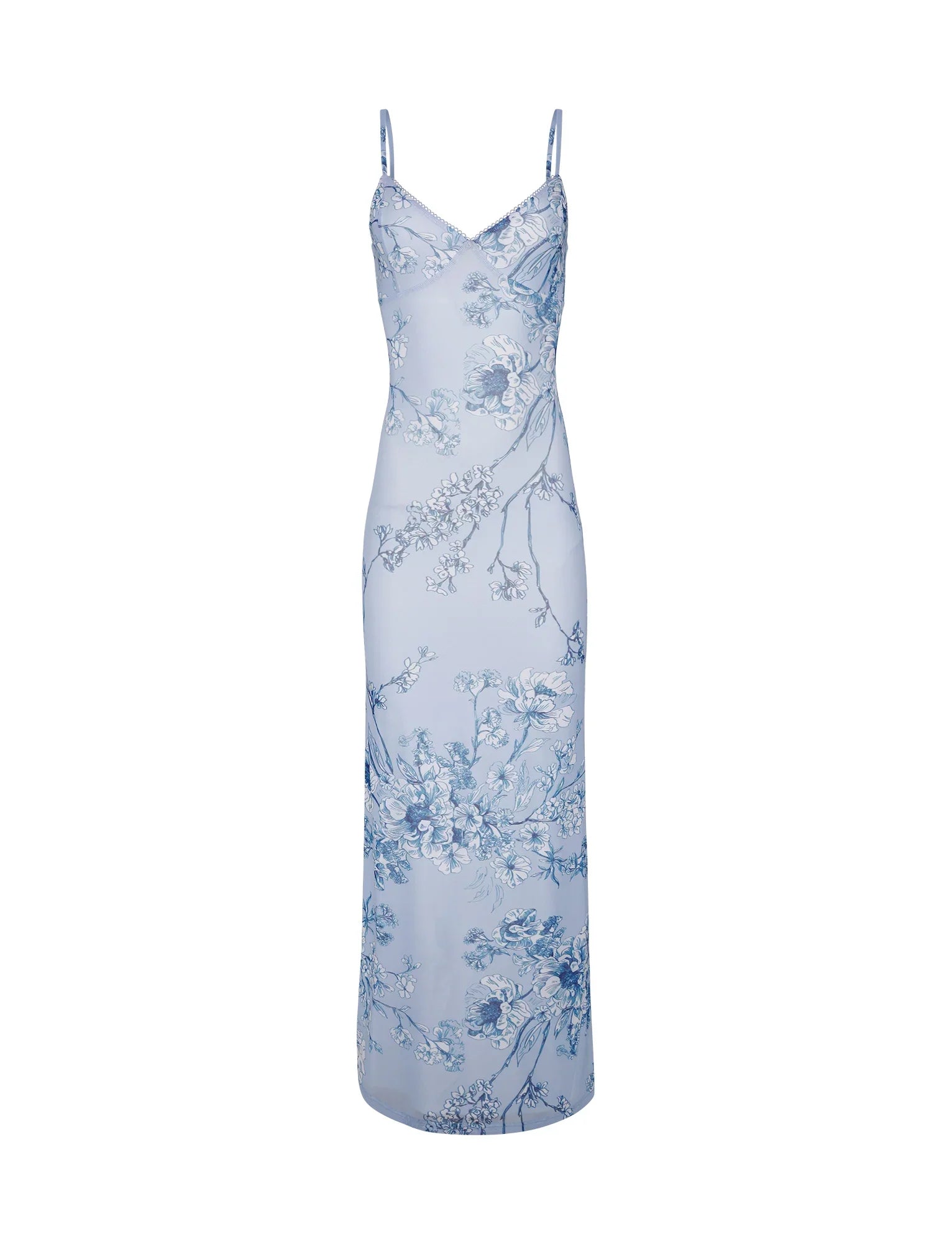 Robe en dentelle bleue fleurie
