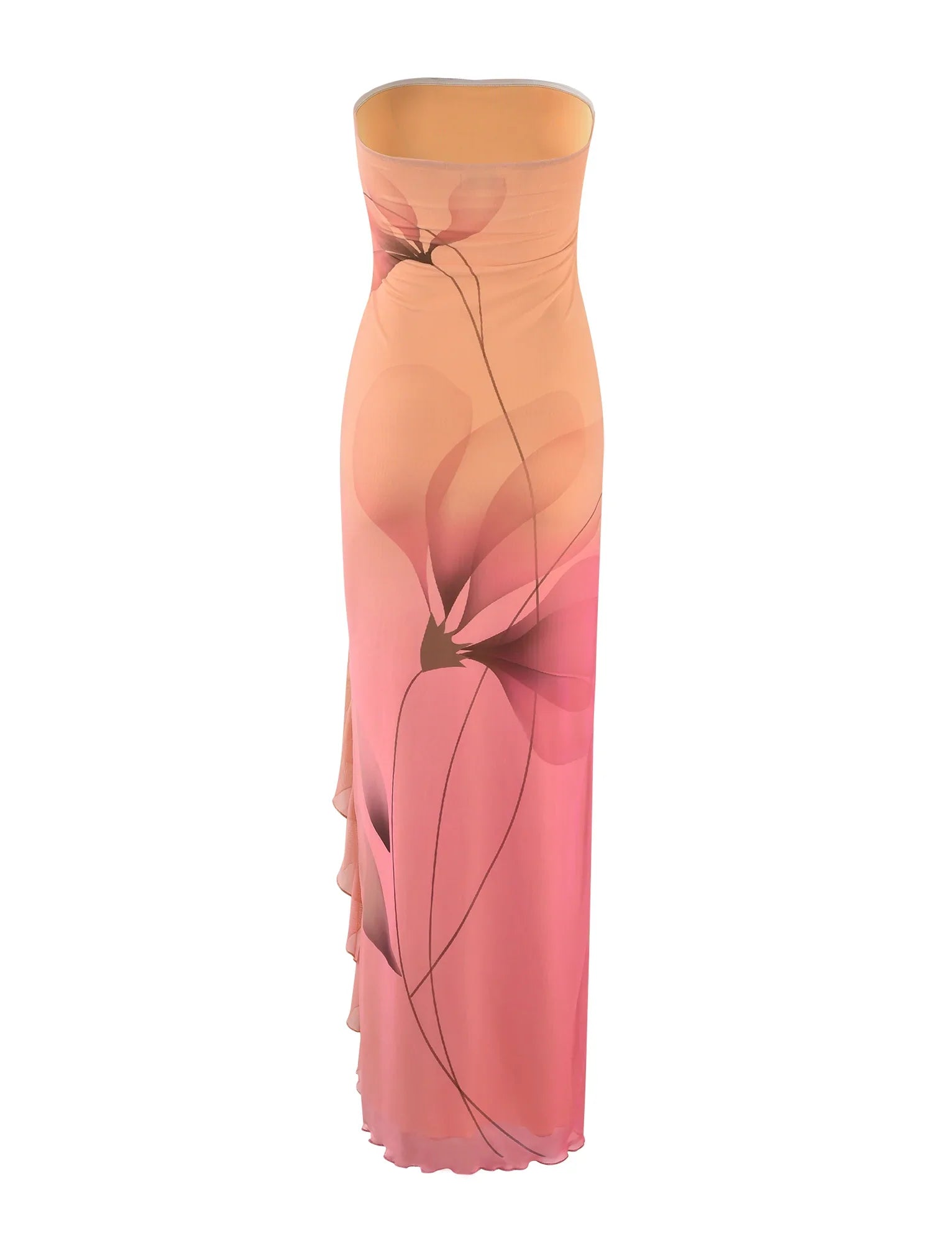 Robe longue bustier à motif floral dégradé