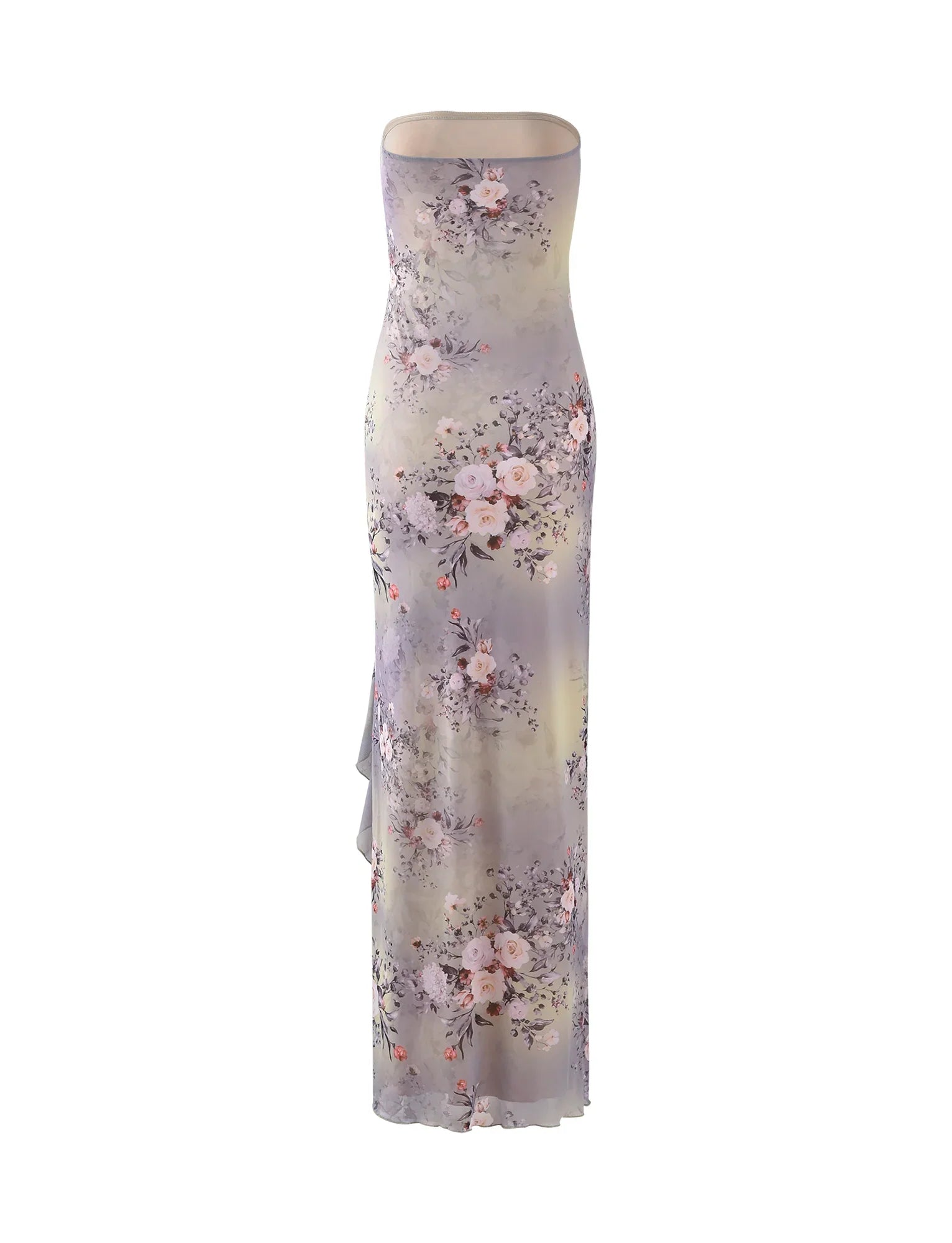 Robe longue violette fleurie