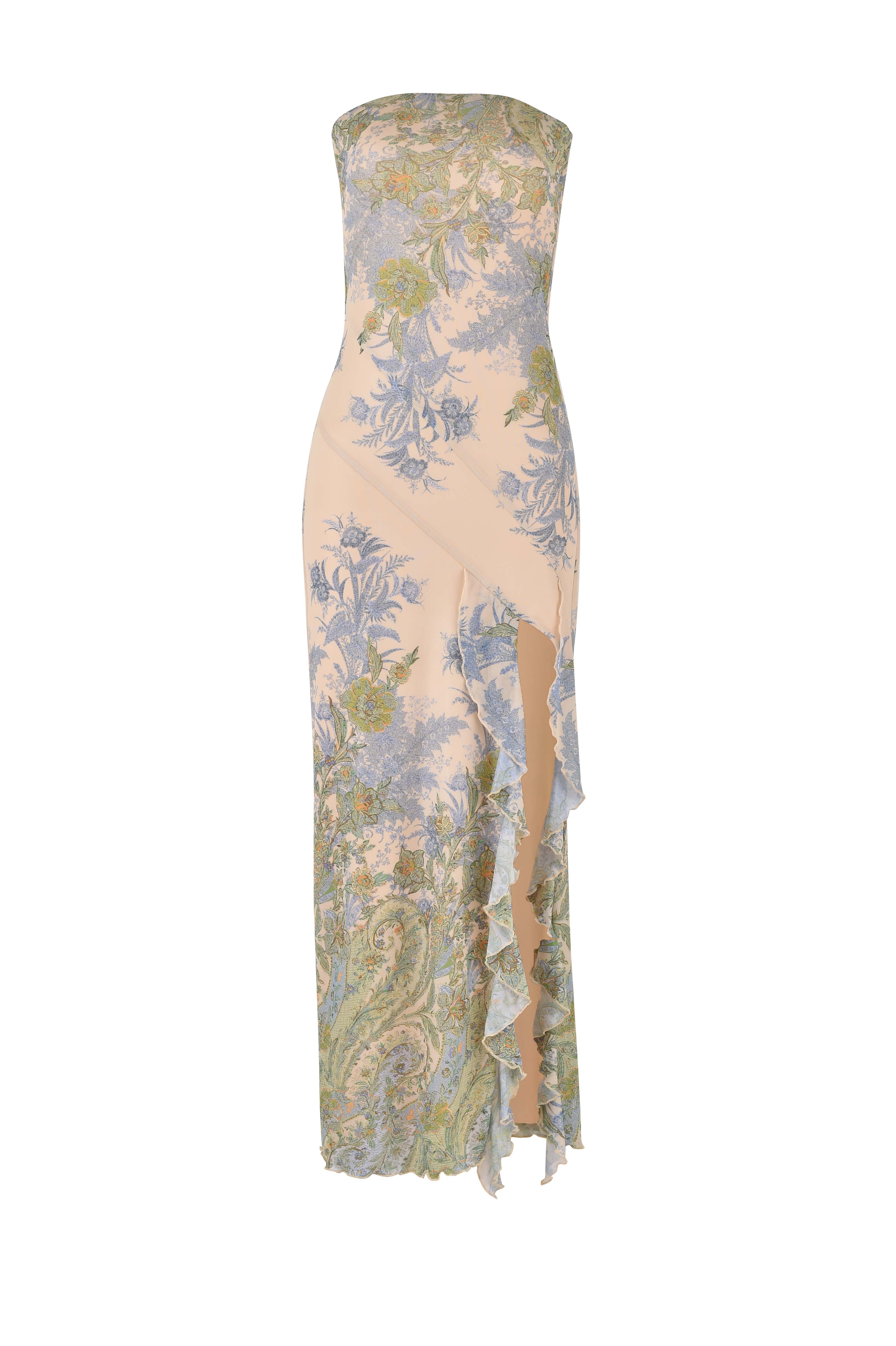 Robe longue blanche à imprimé fleuri