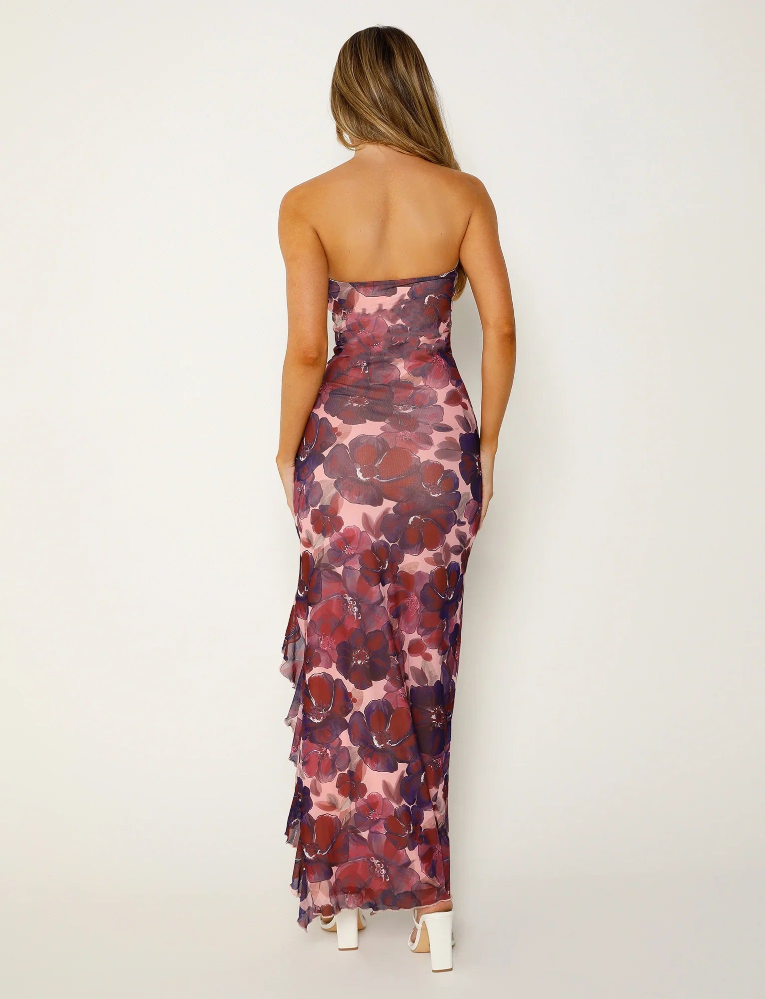 Robe longue bustier à imprimé floral