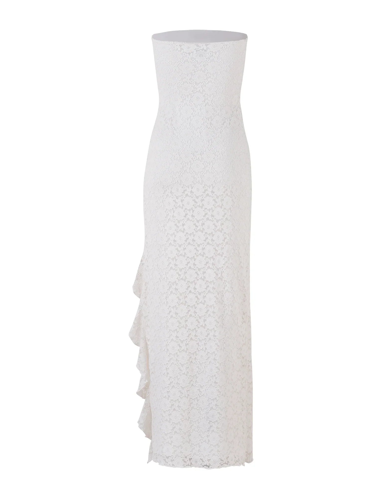 Robe longue en dentelle blanche