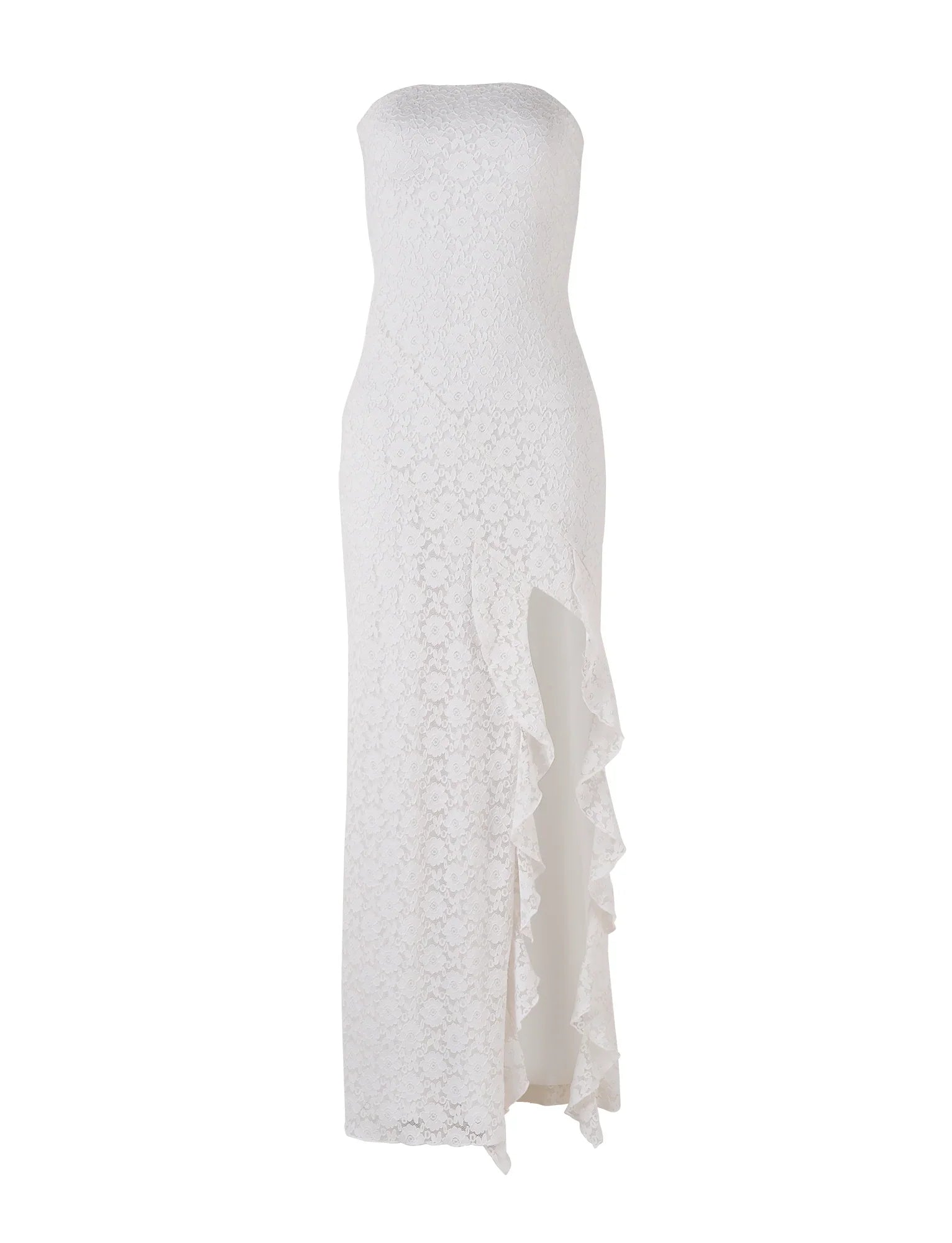 Robe longue en dentelle blanche