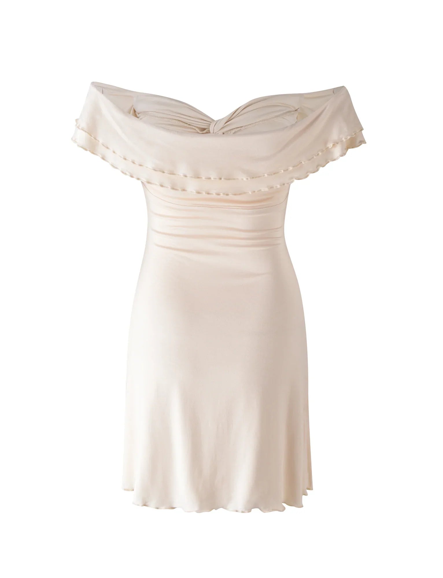 Mini-robe beige torsadée