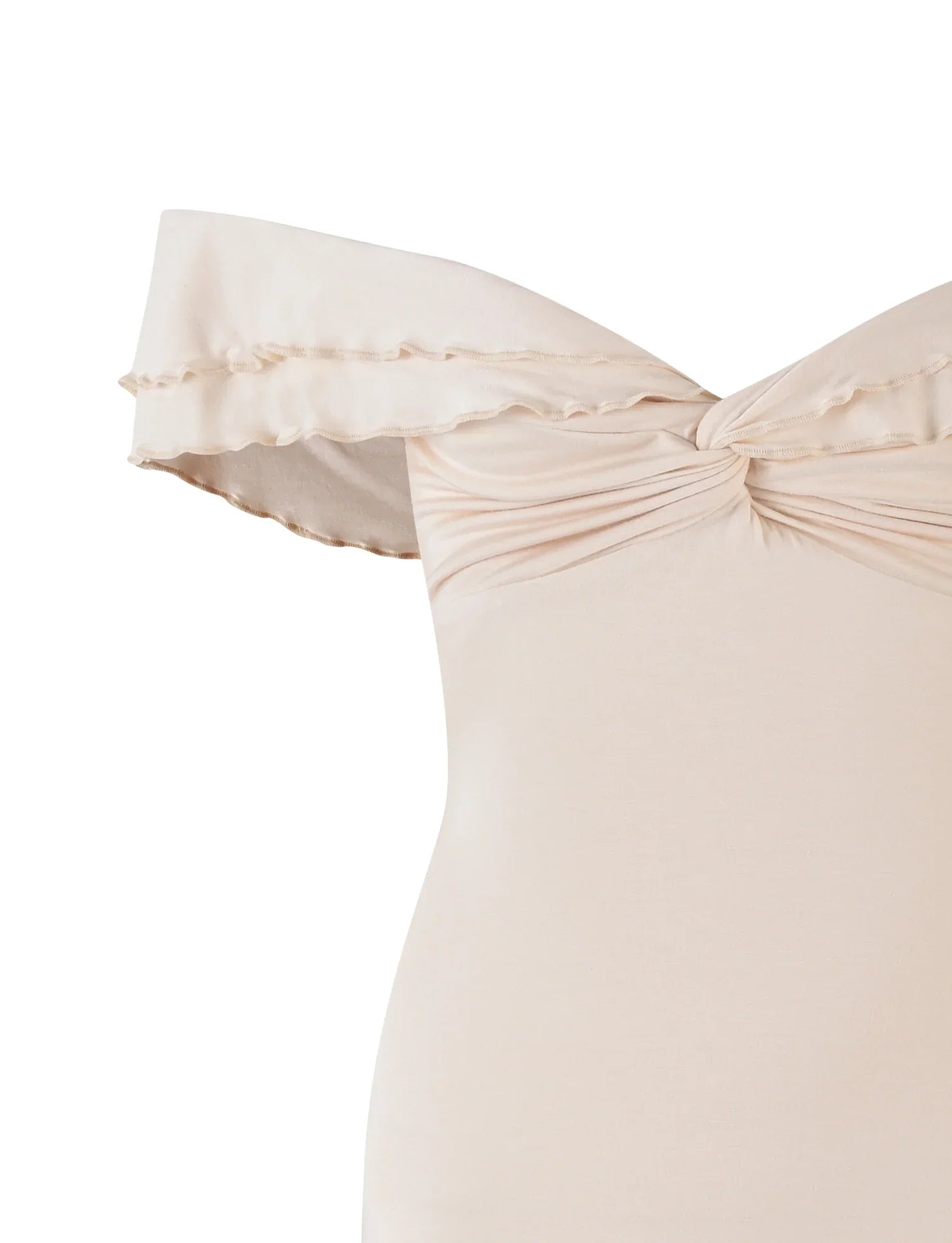 Mini-robe beige torsadée