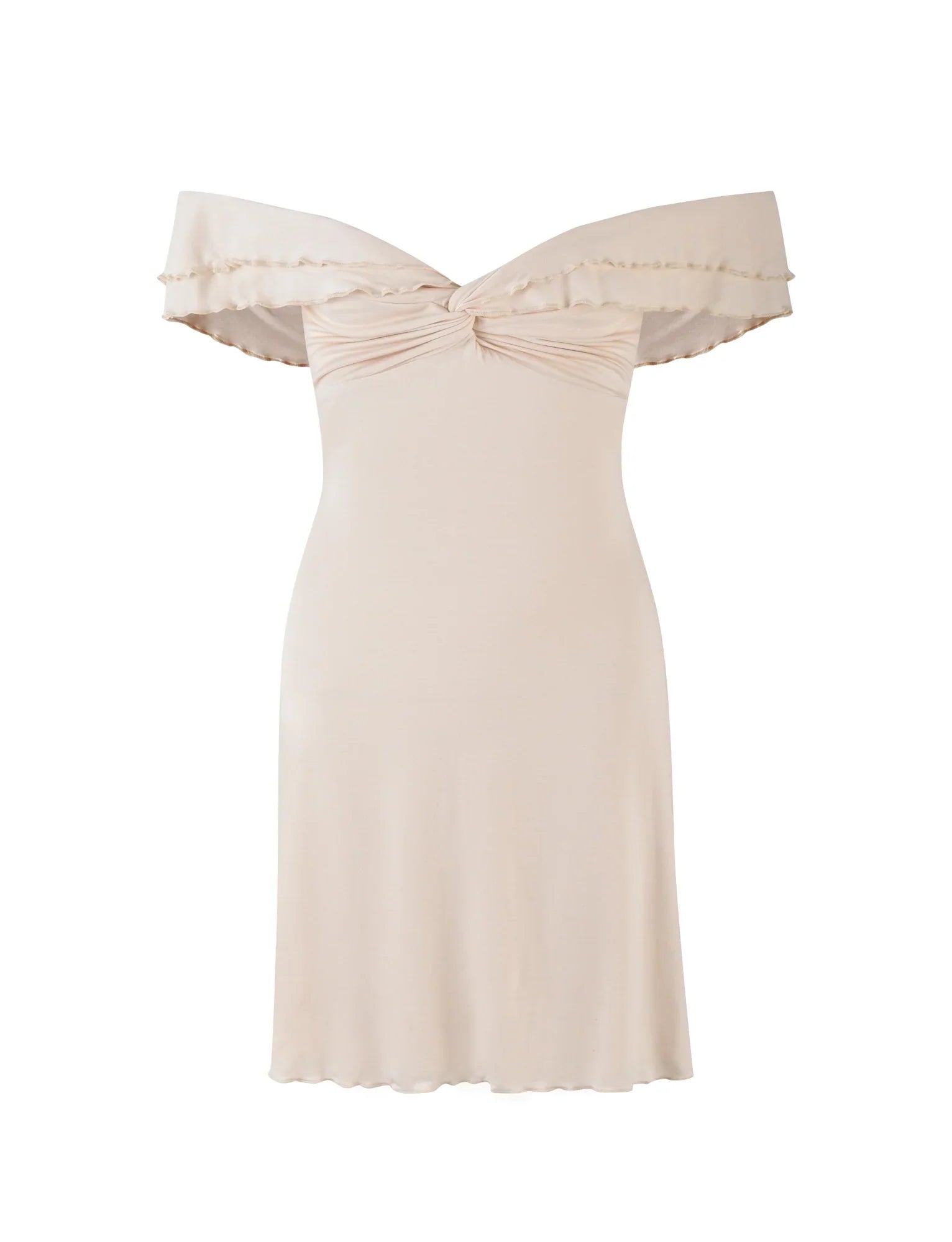 Mini-robe beige torsadée
