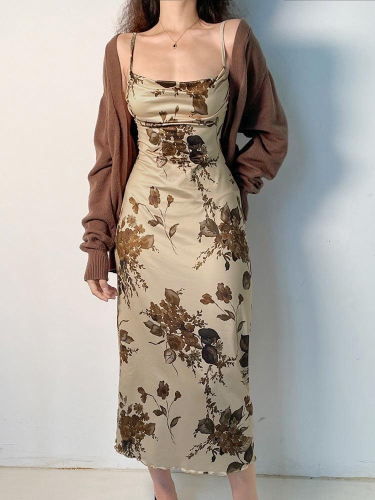 Robe longue vintage à fleurs