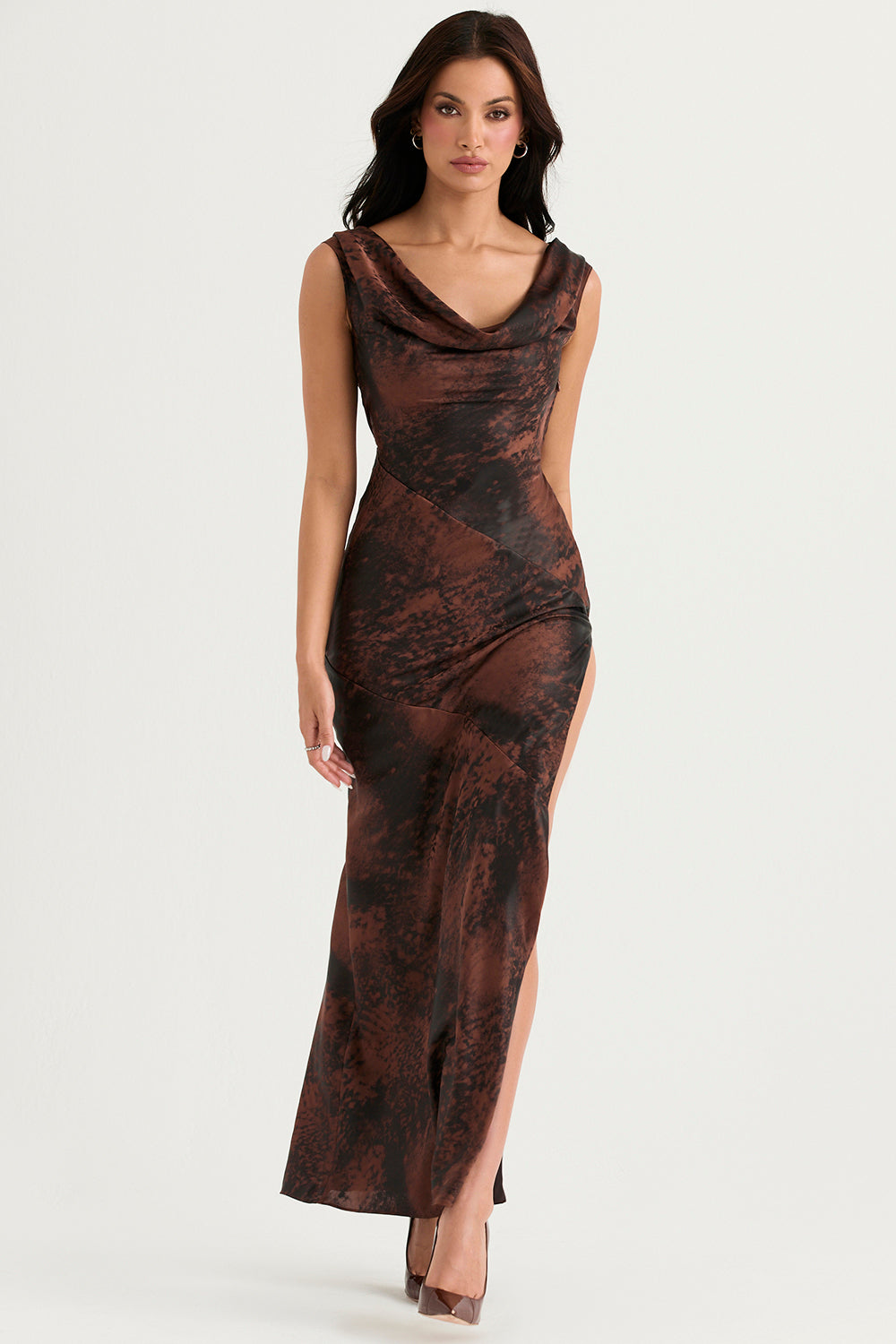Robe longue coupe biais cuivre antique