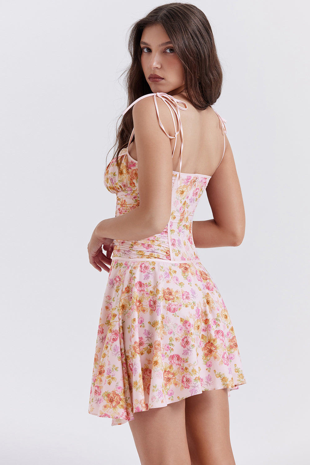 Robe corset à imprimé lavande clair