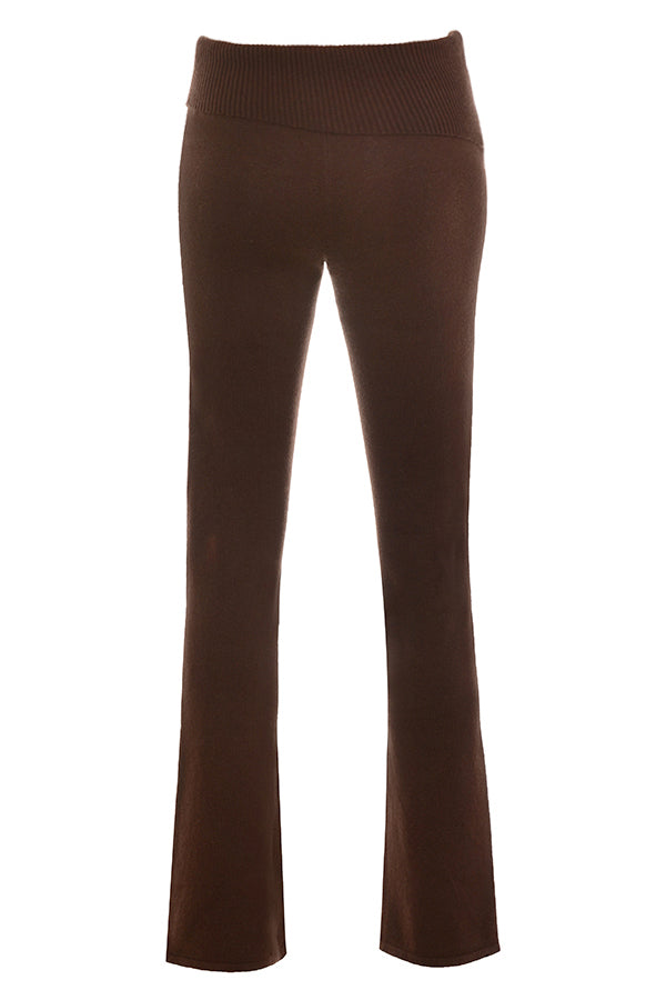 Top col rond et pantalon en cachemire mélangé chocolat