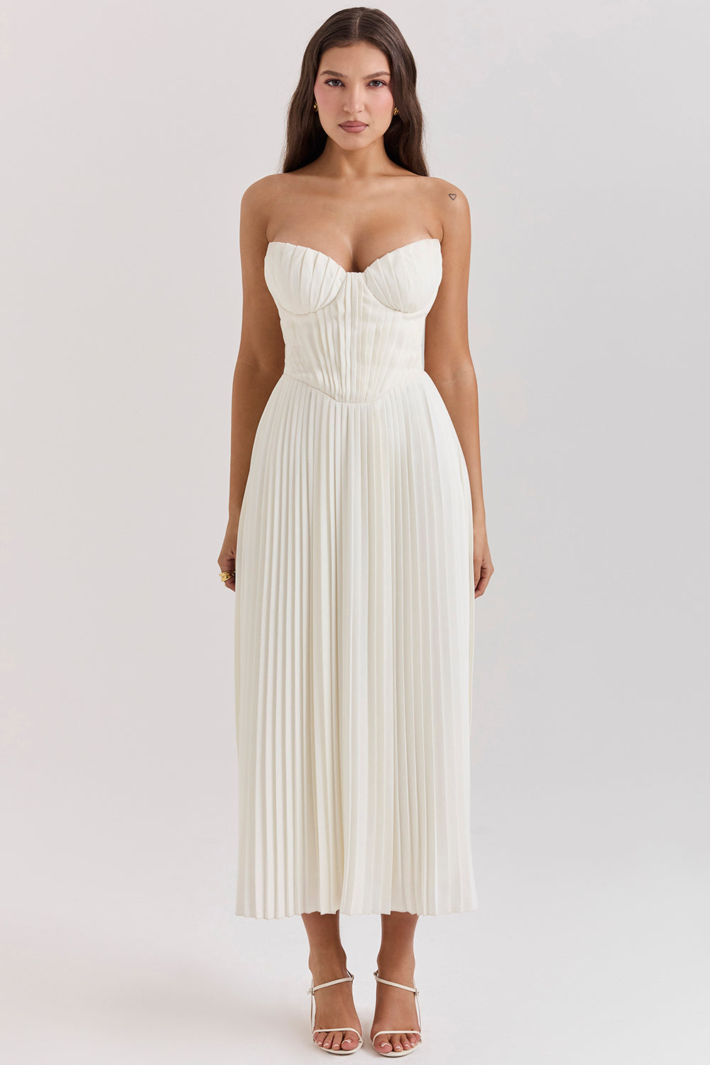Robe longue plissée ivoire