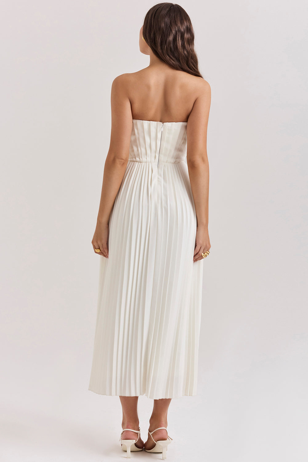 Robe longue plissée ivoire