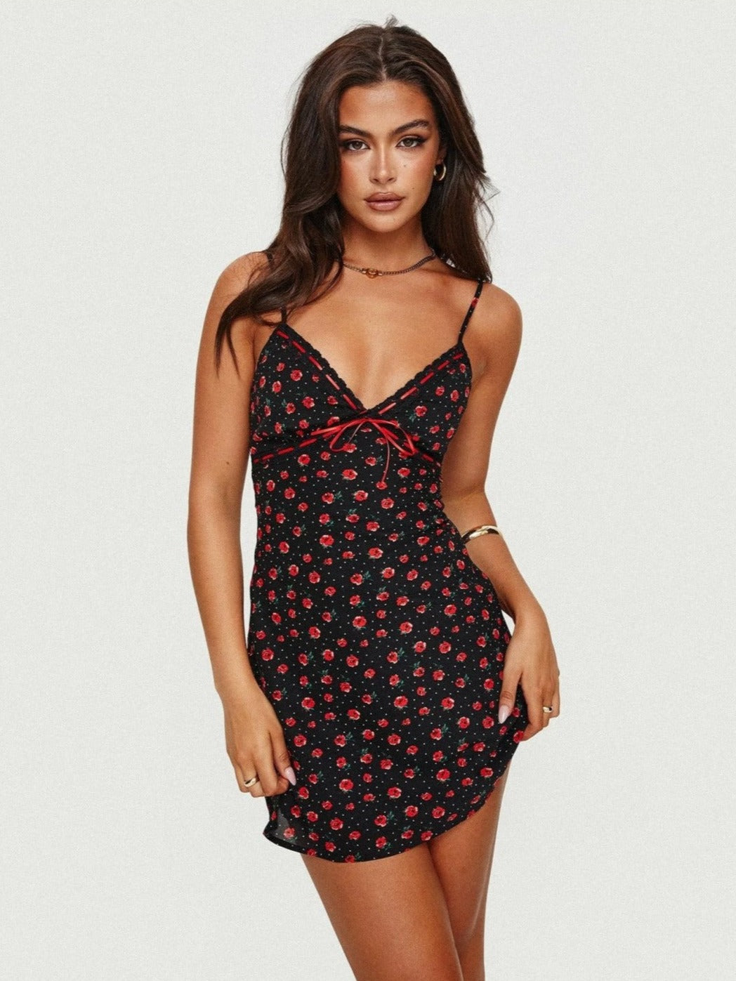 Mini-robe fleurie avec nàud