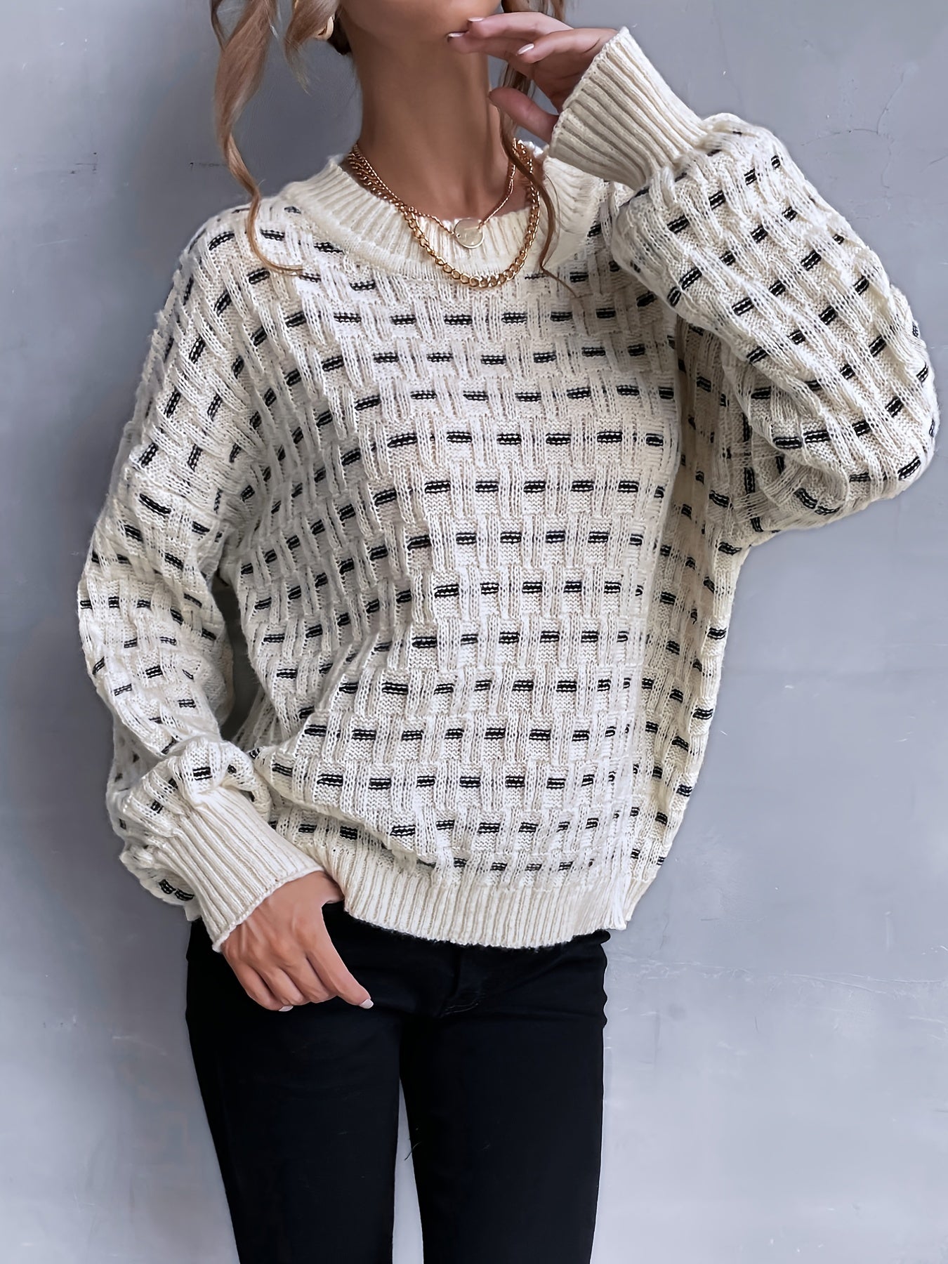 Pull vintage color block pour femme