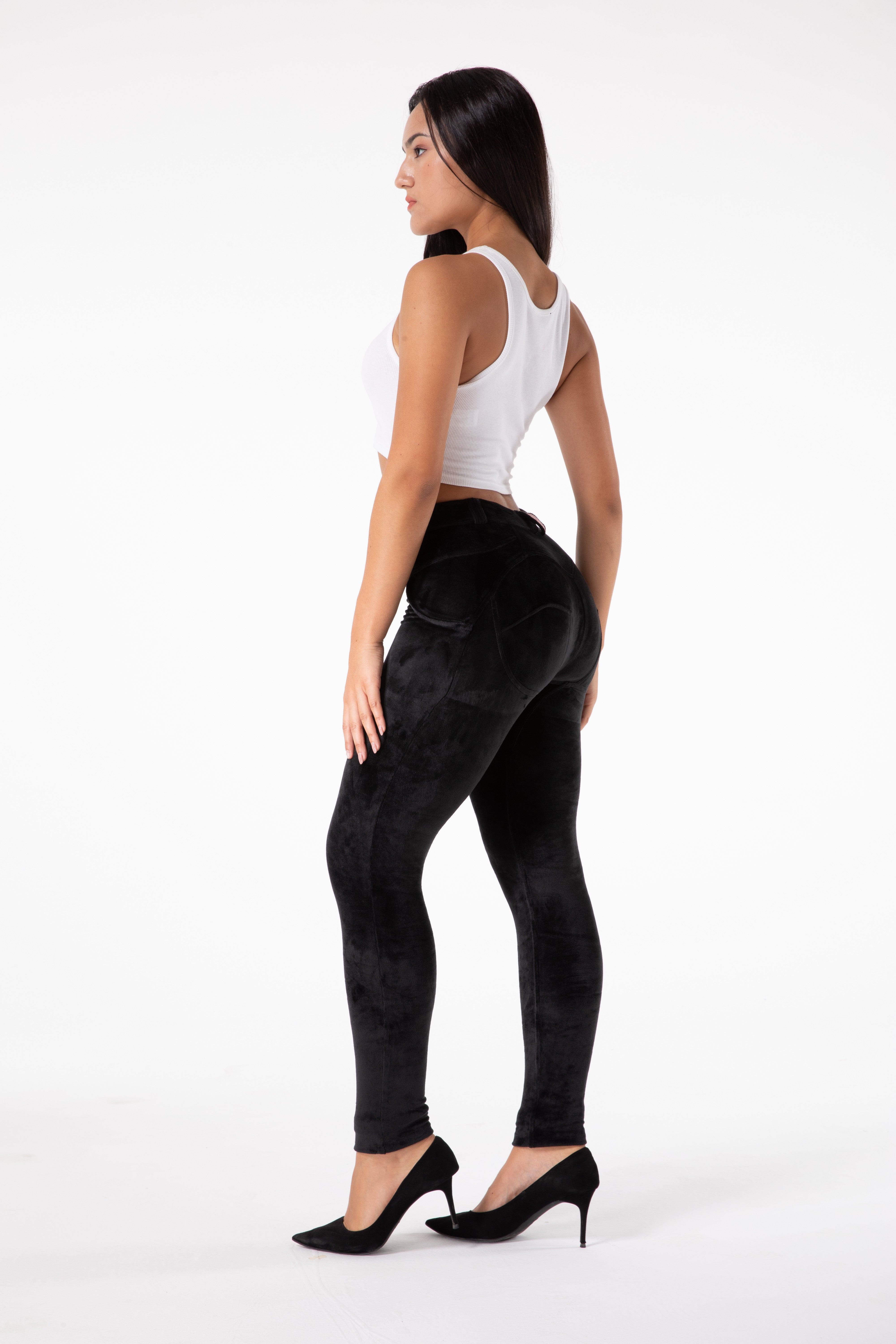 Pantalon moulant en velours noir