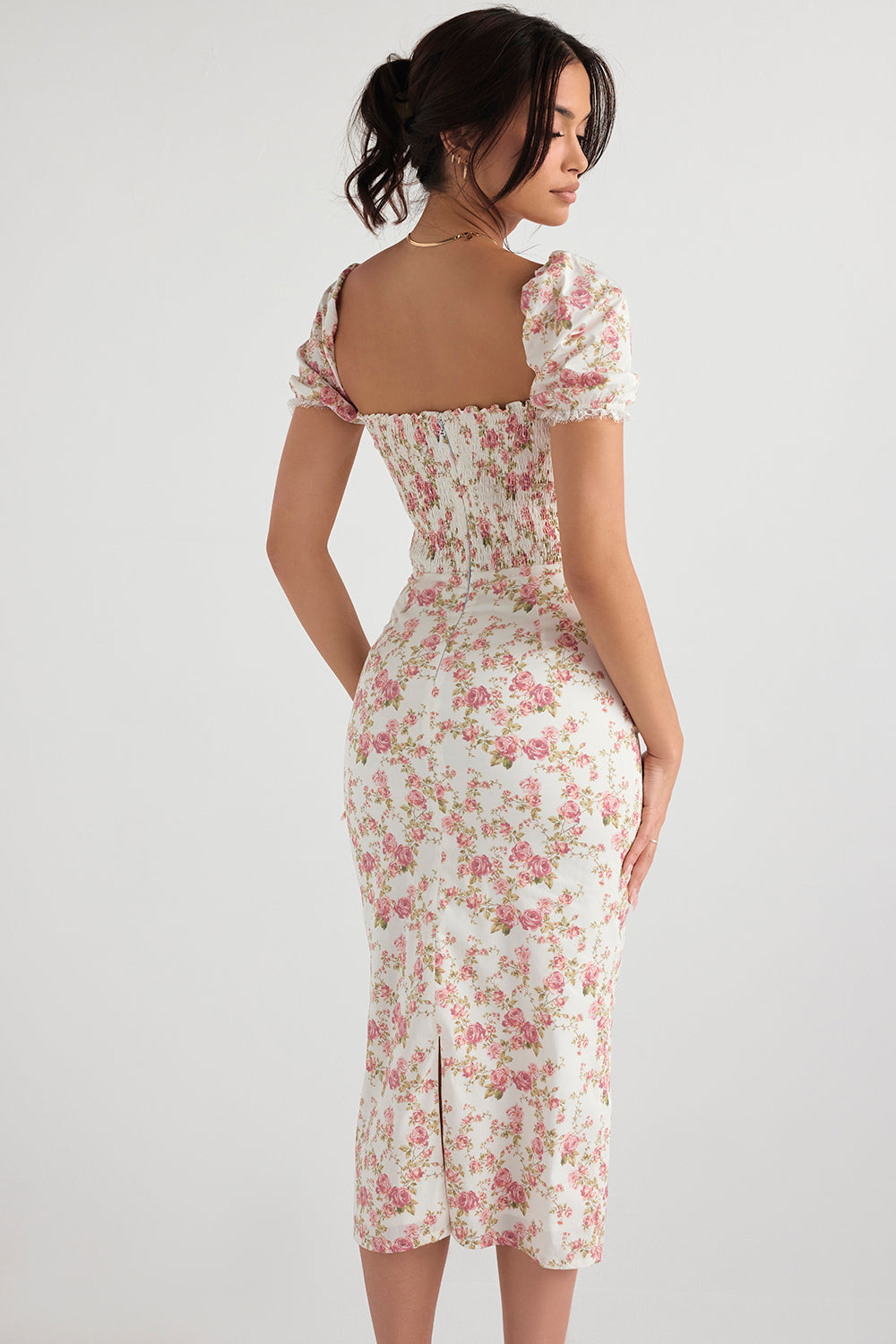 Robe d'été smockée imprimé jardin