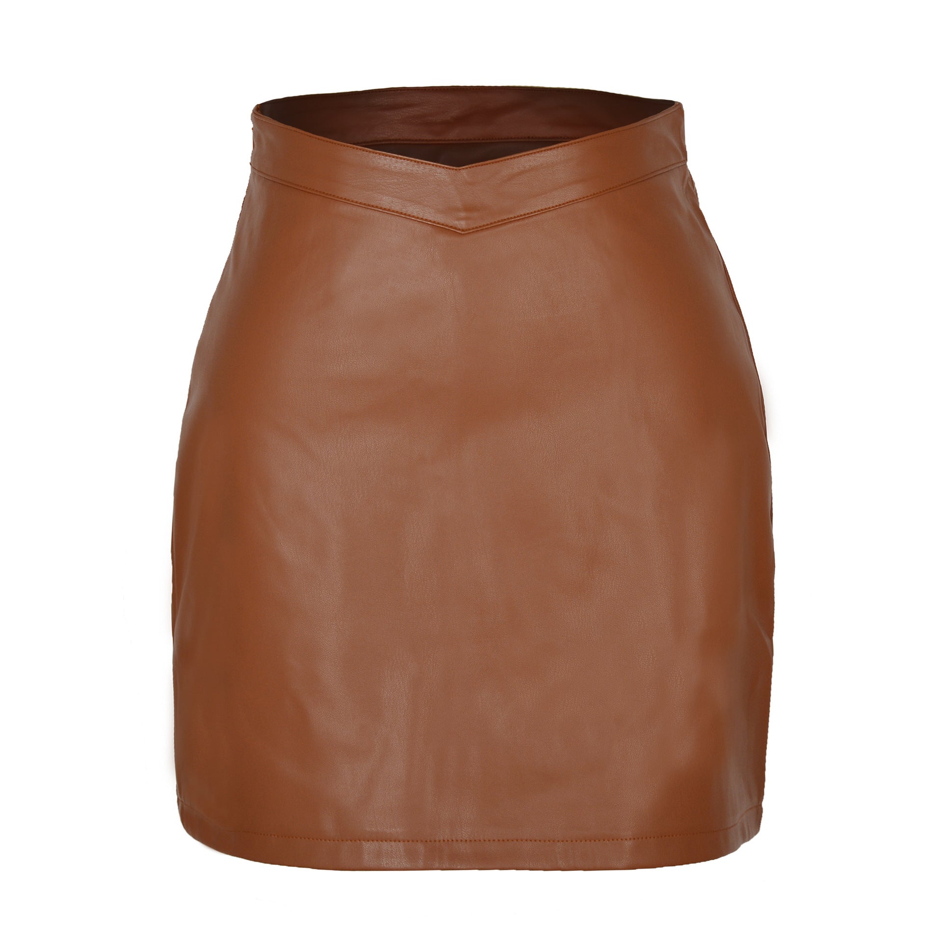 Mini jupe en cuir taille V