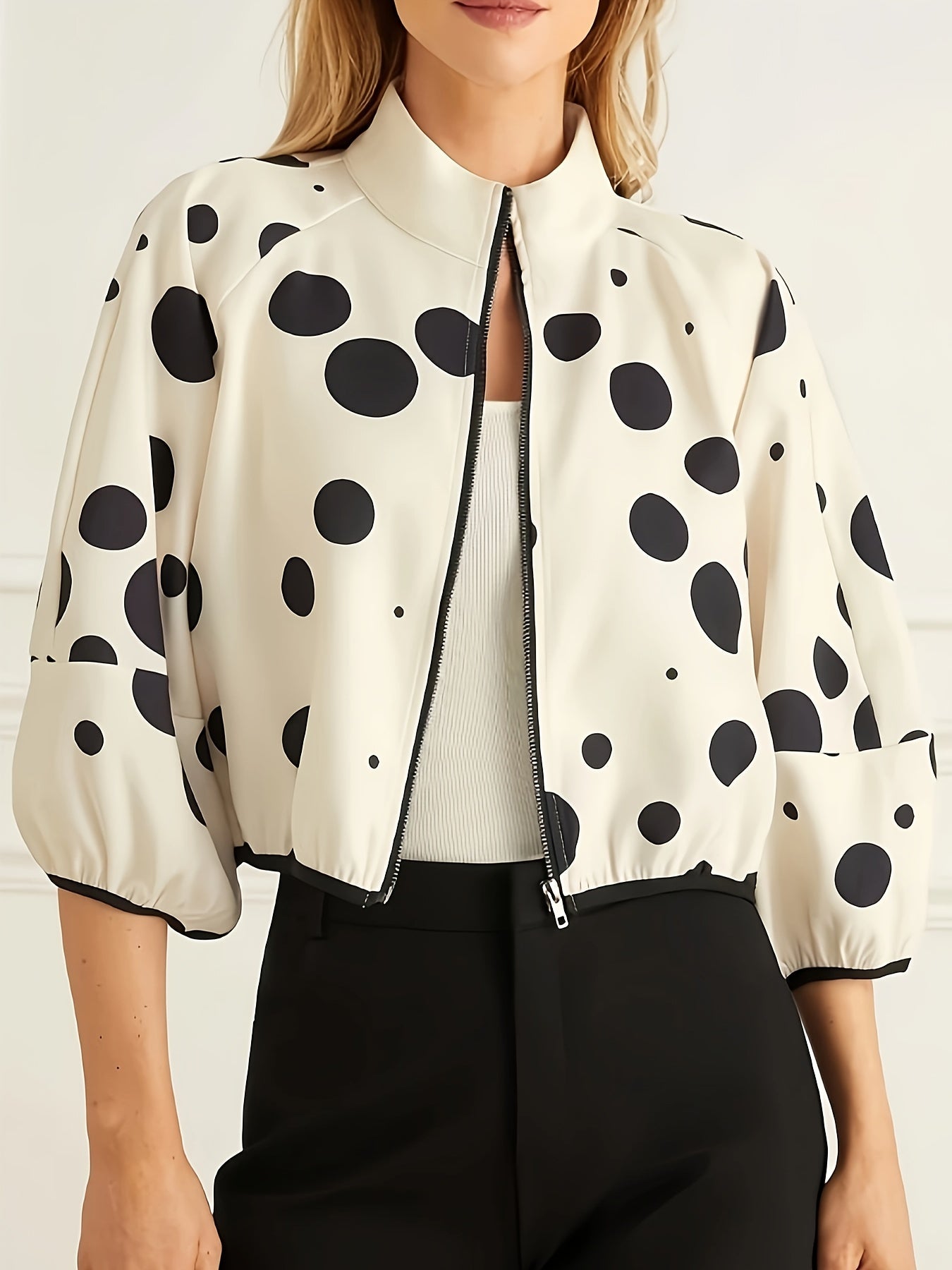 Veste zippée à imprimé pois