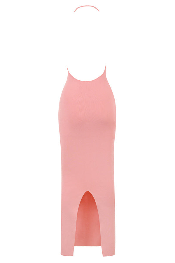 Robe longue décolleté abricot