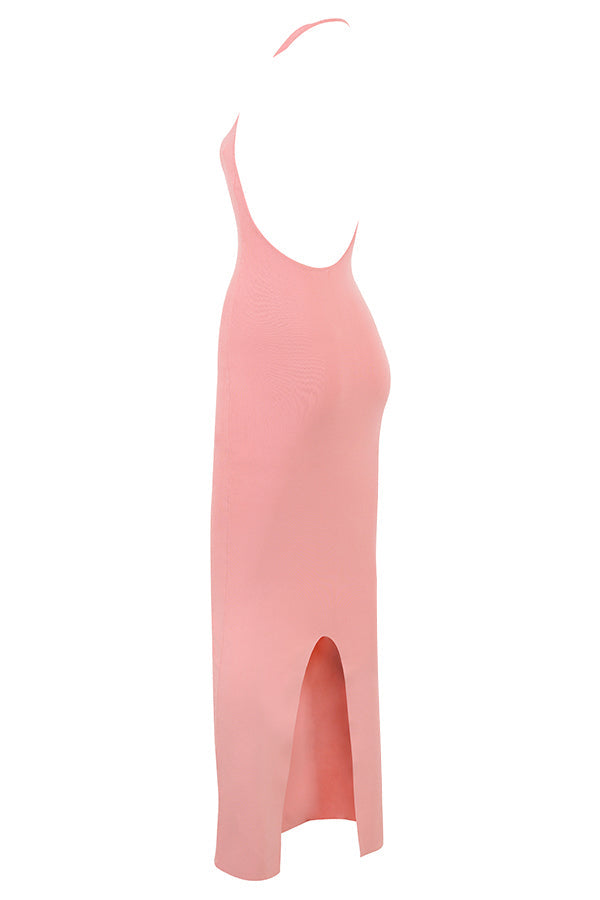Robe longue décolleté abricot