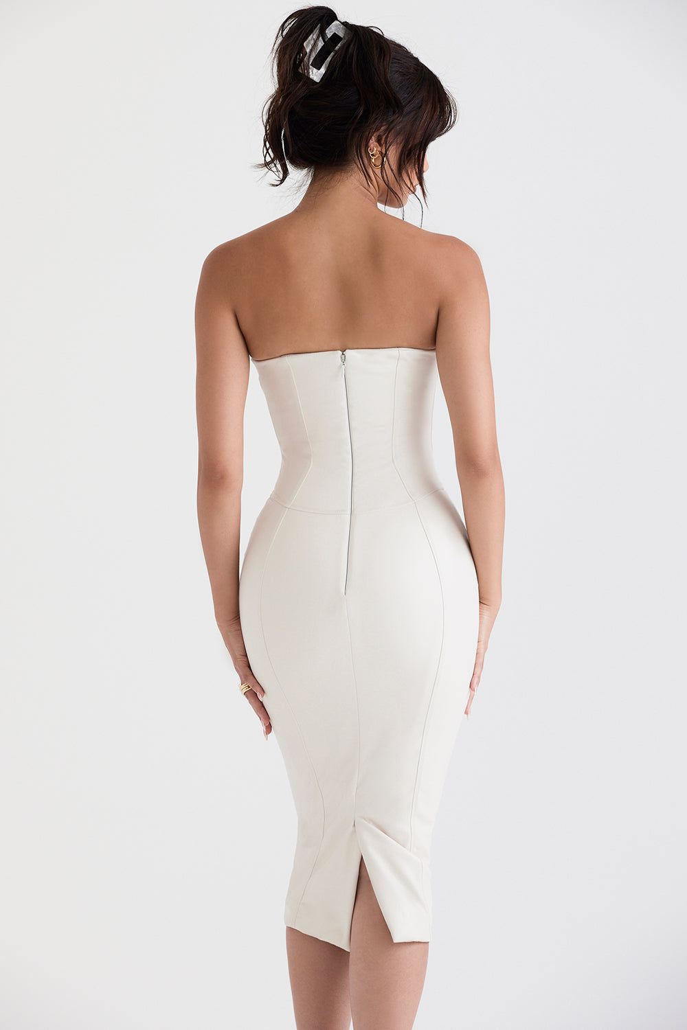 Robe bustier en cuir vegan ivoire