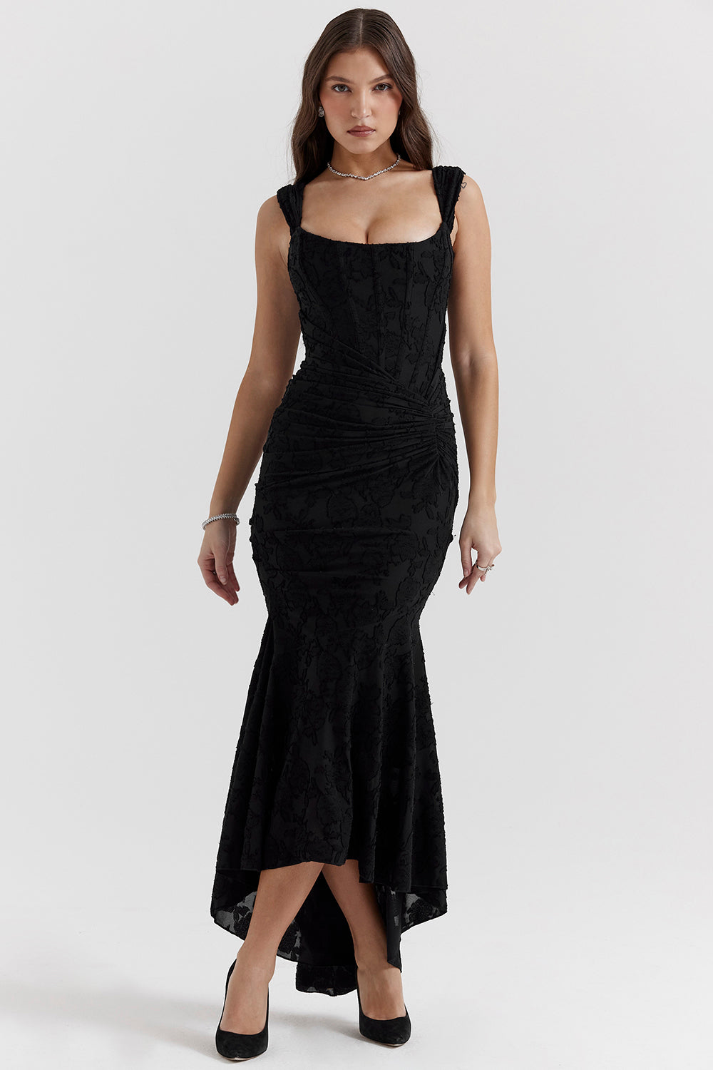 Robe longue texturée