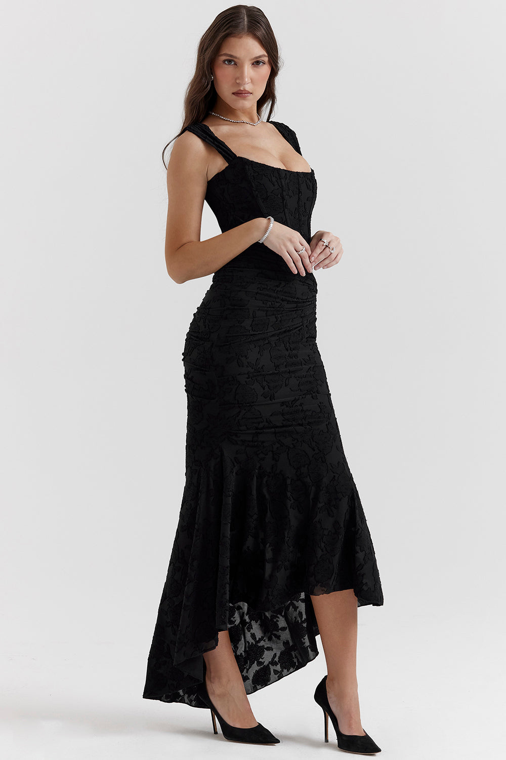 Robe longue texturée
