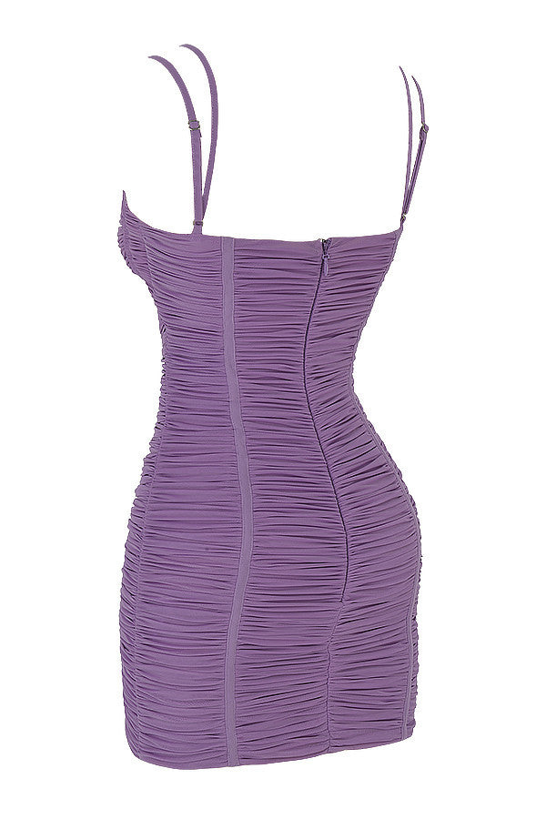 Mistress Rocks - Robe en maille lilas avec découpe