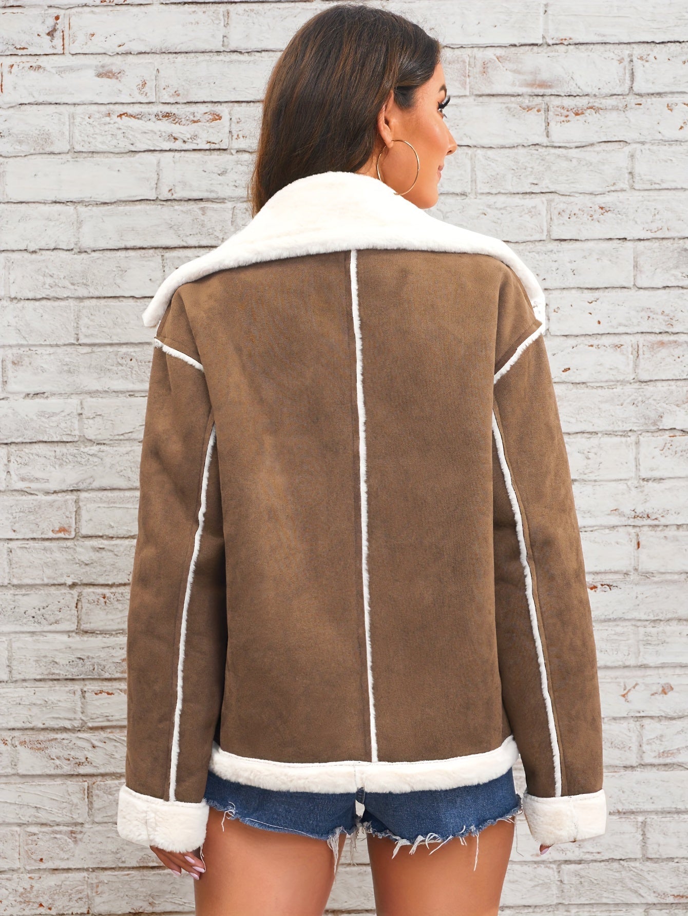 Veste peluche à revers