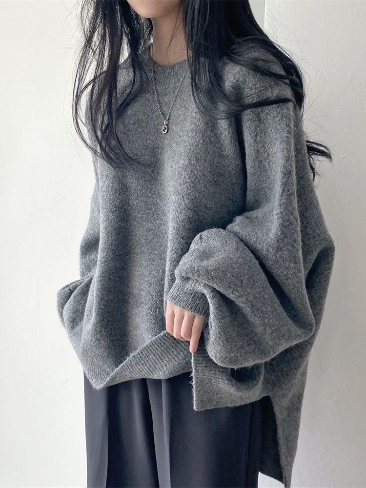 Pull oversize gris pour femme