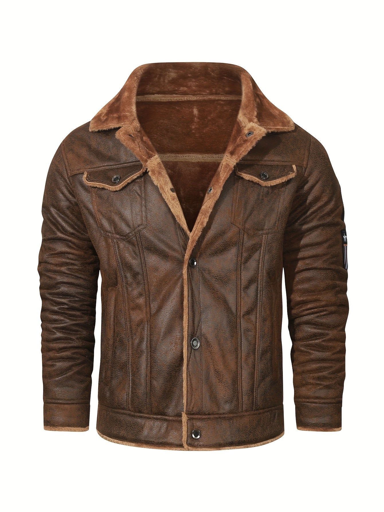 Veste polaire en simili cuir pour homme