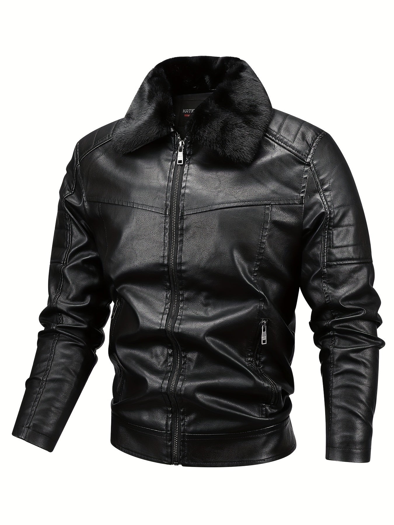 Veste polaire en cuir noir