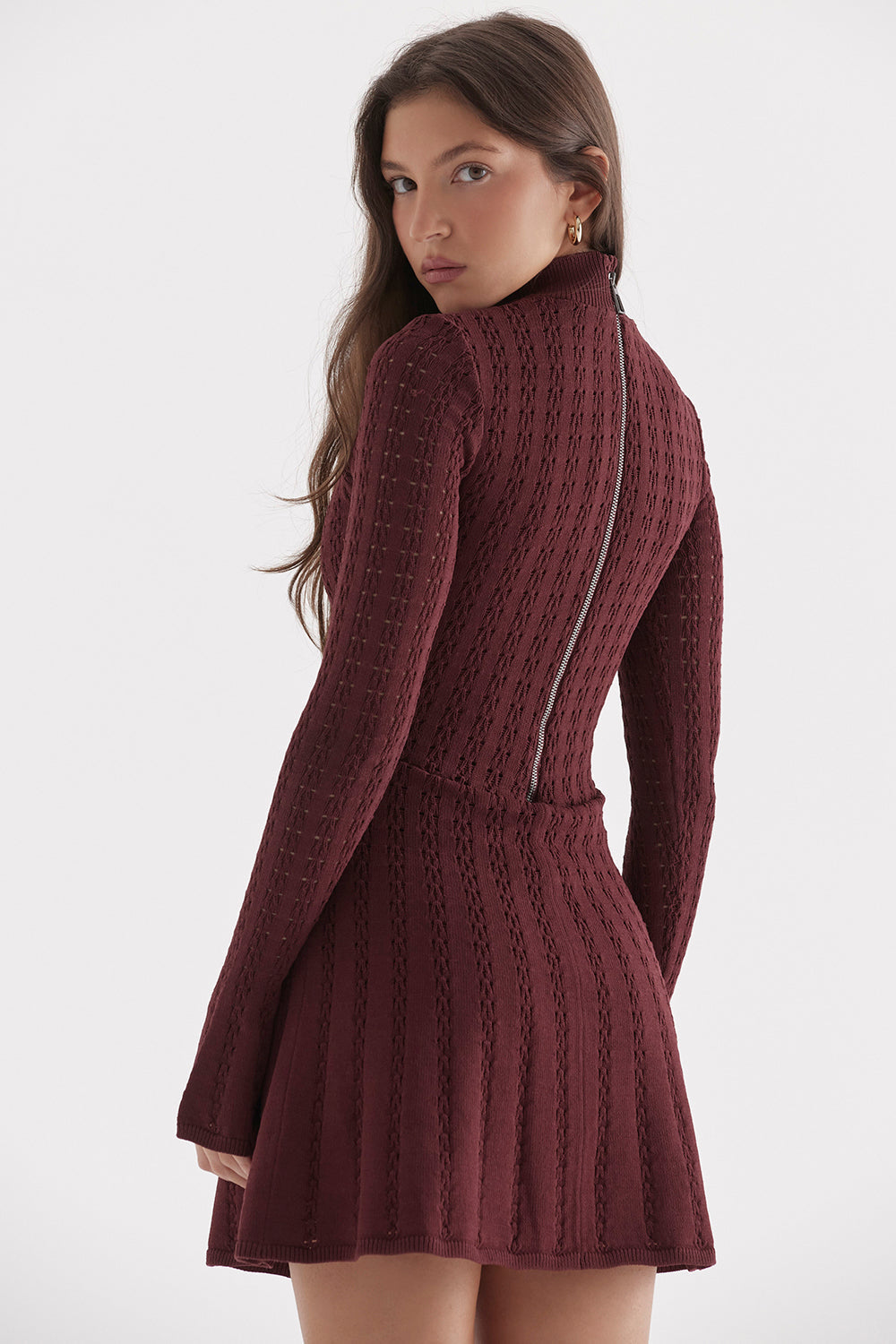 Robe corset en maille bordeaux