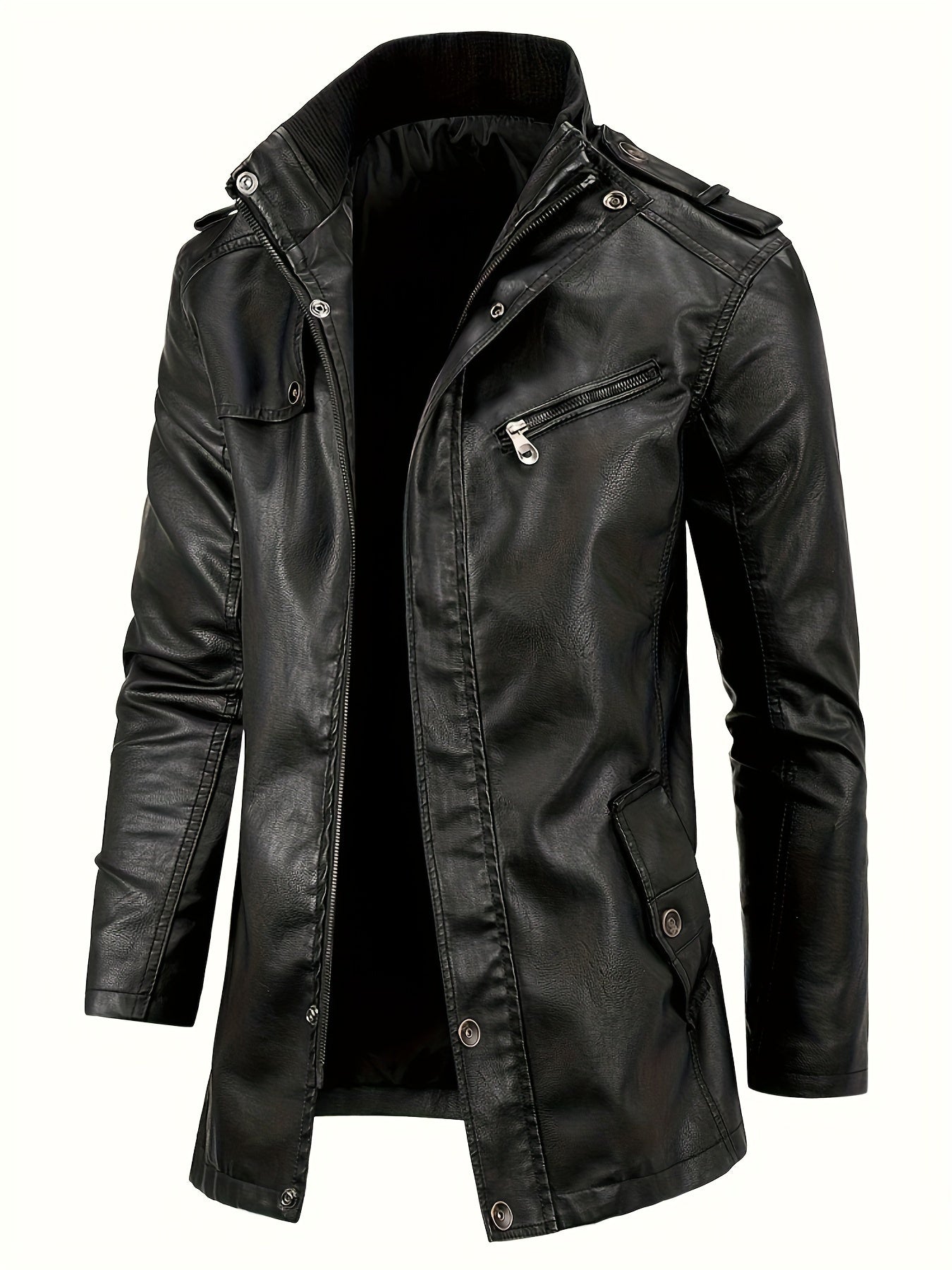 Veste longue en cuir pour homme