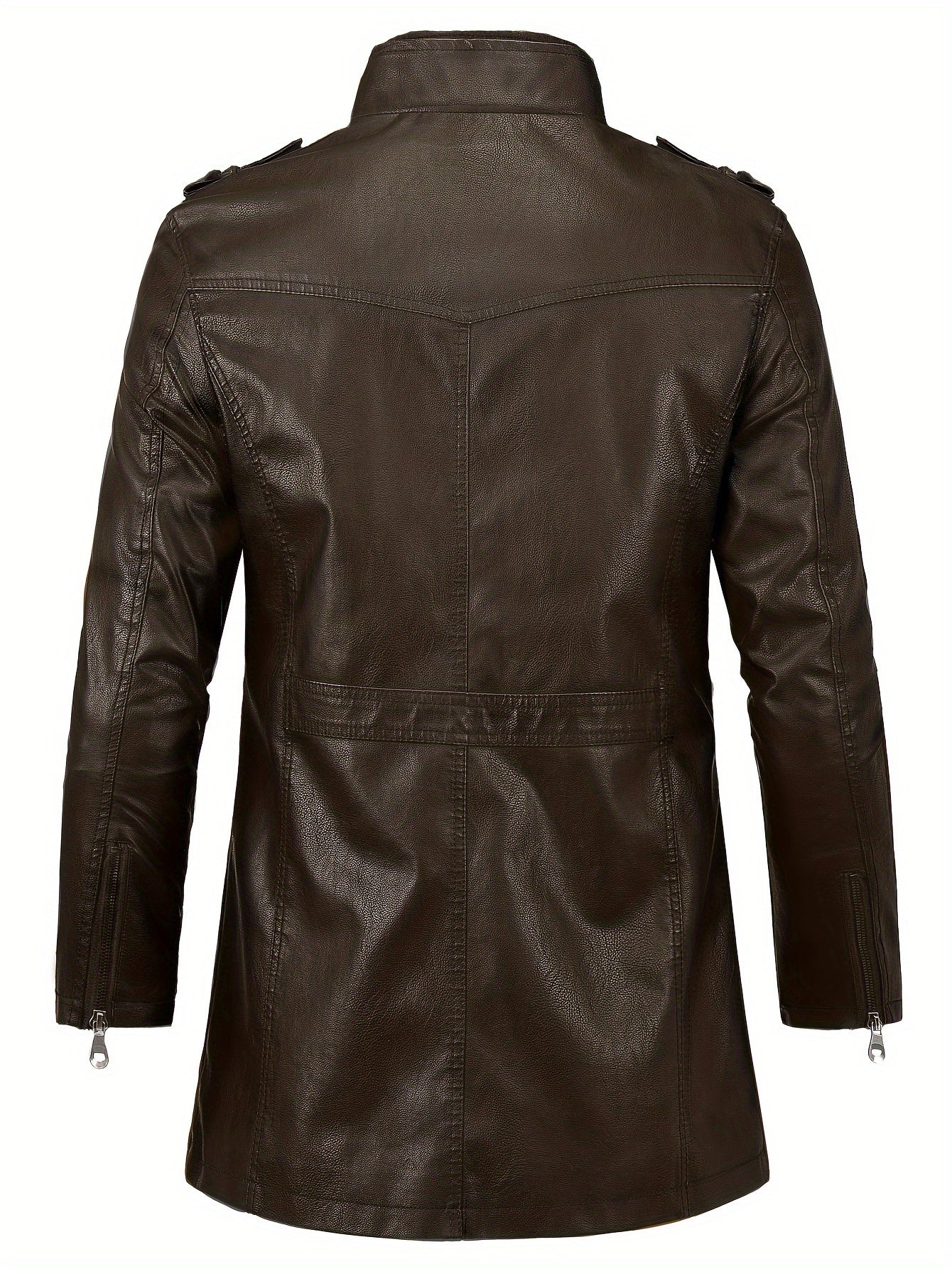 Veste longue en cuir pour homme