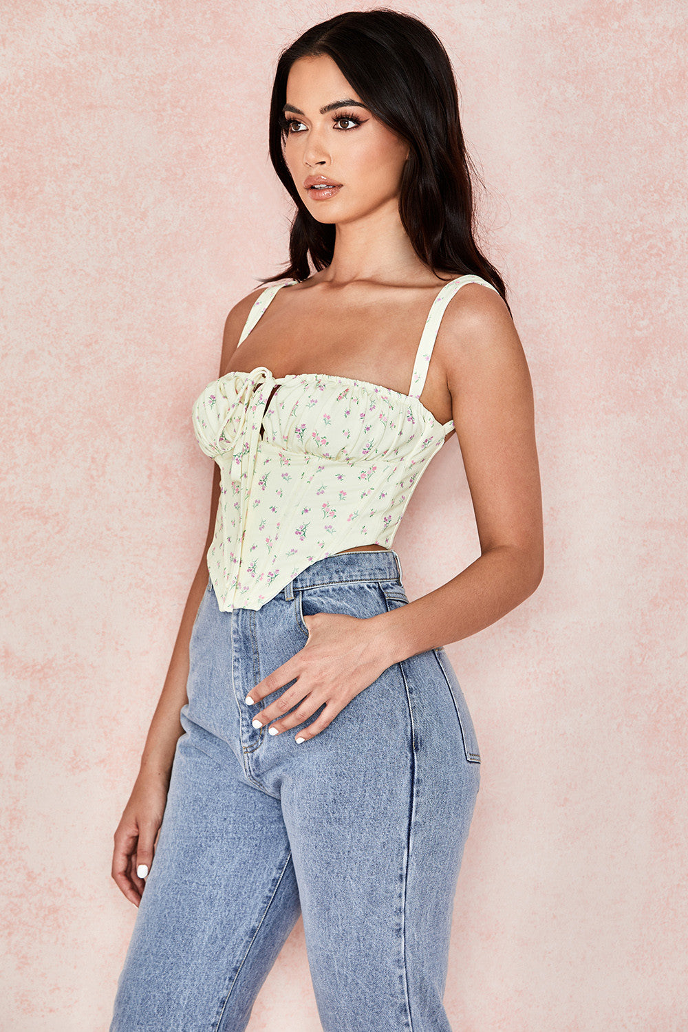 Corset fleuri jaune