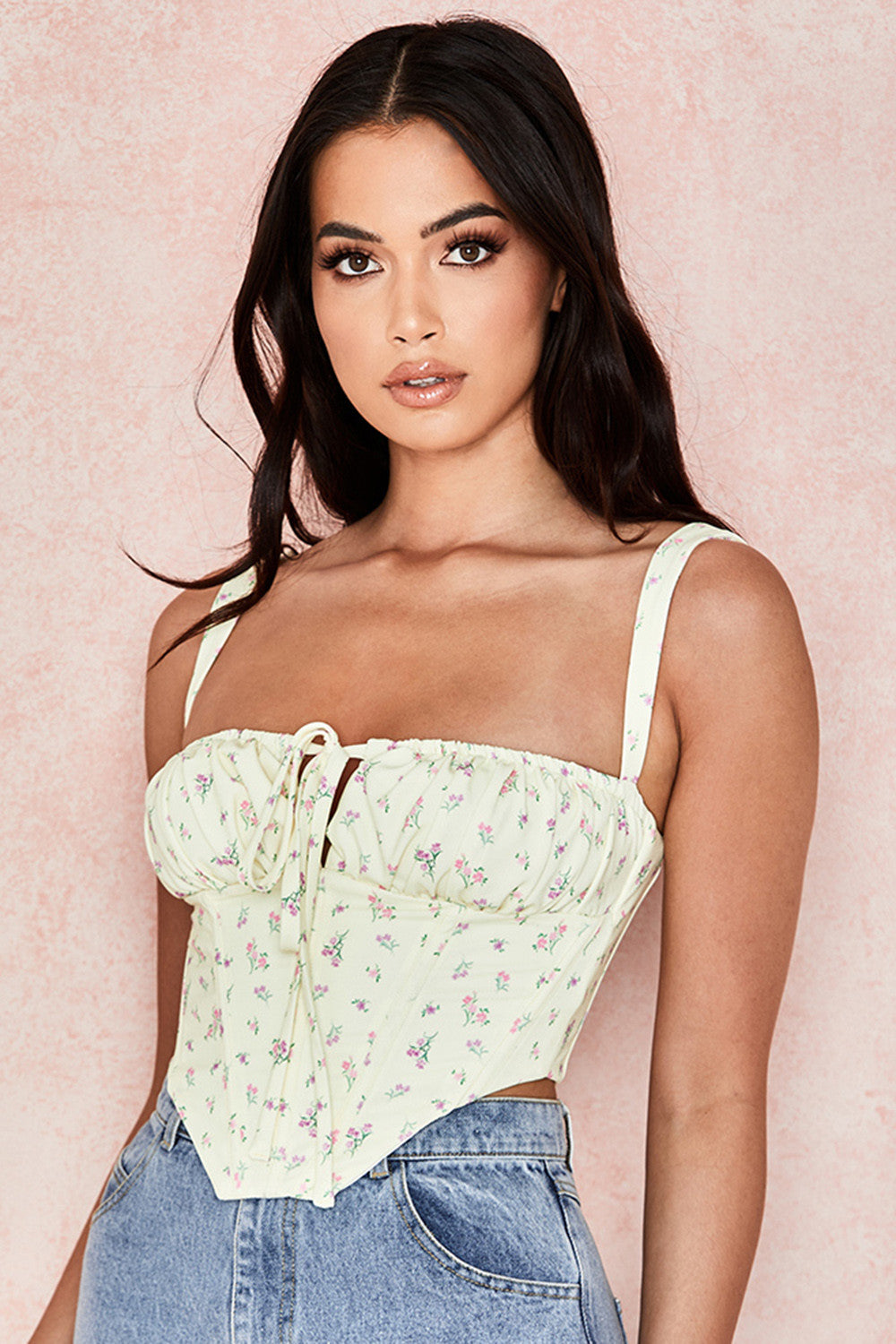 Corset fleuri jaune
